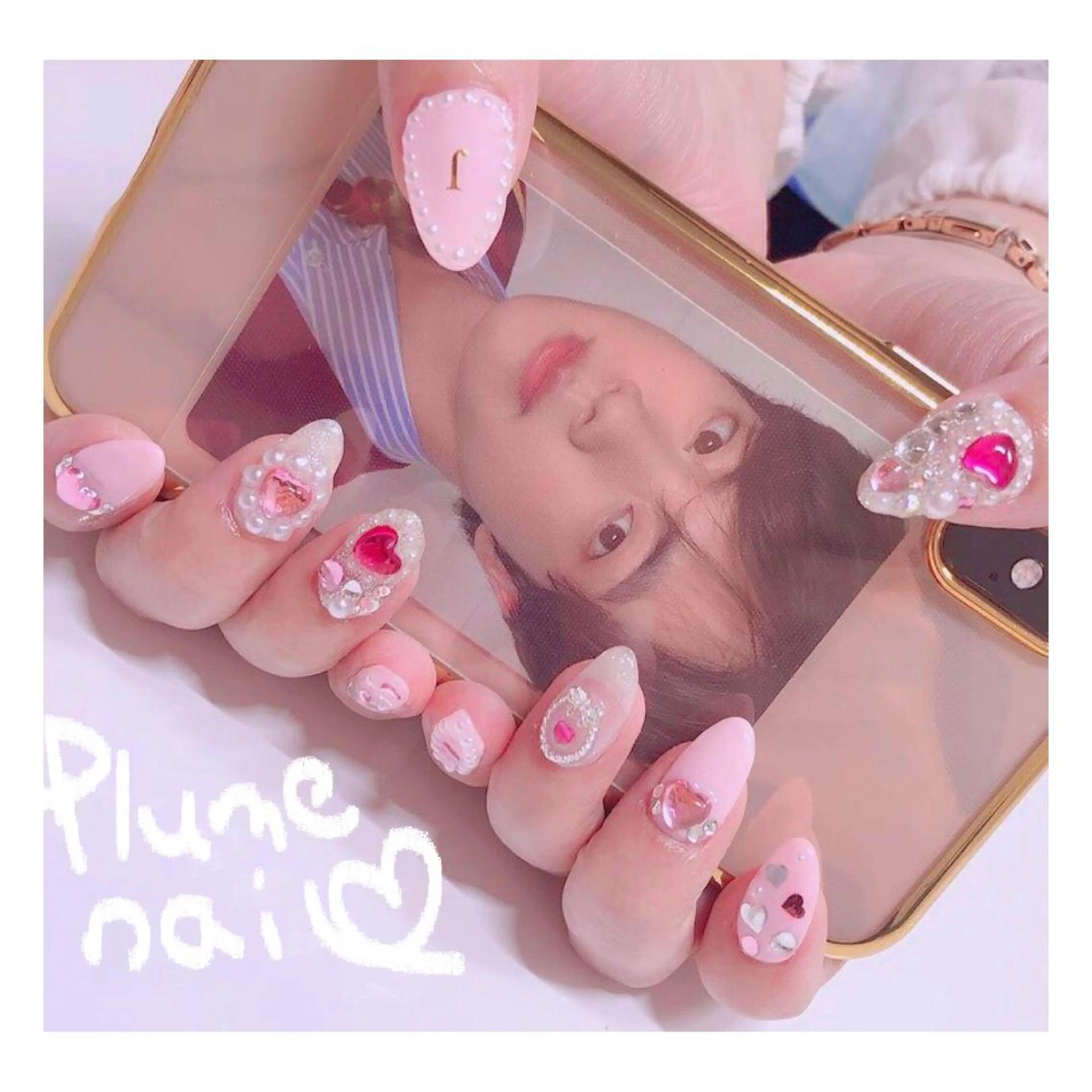 ネイル アートネイル ハート キラキラネイル 韓国ネイル ラメ(グリッター) ハンドネイル plume nail ☆韓国ネイルのネイルデザイン