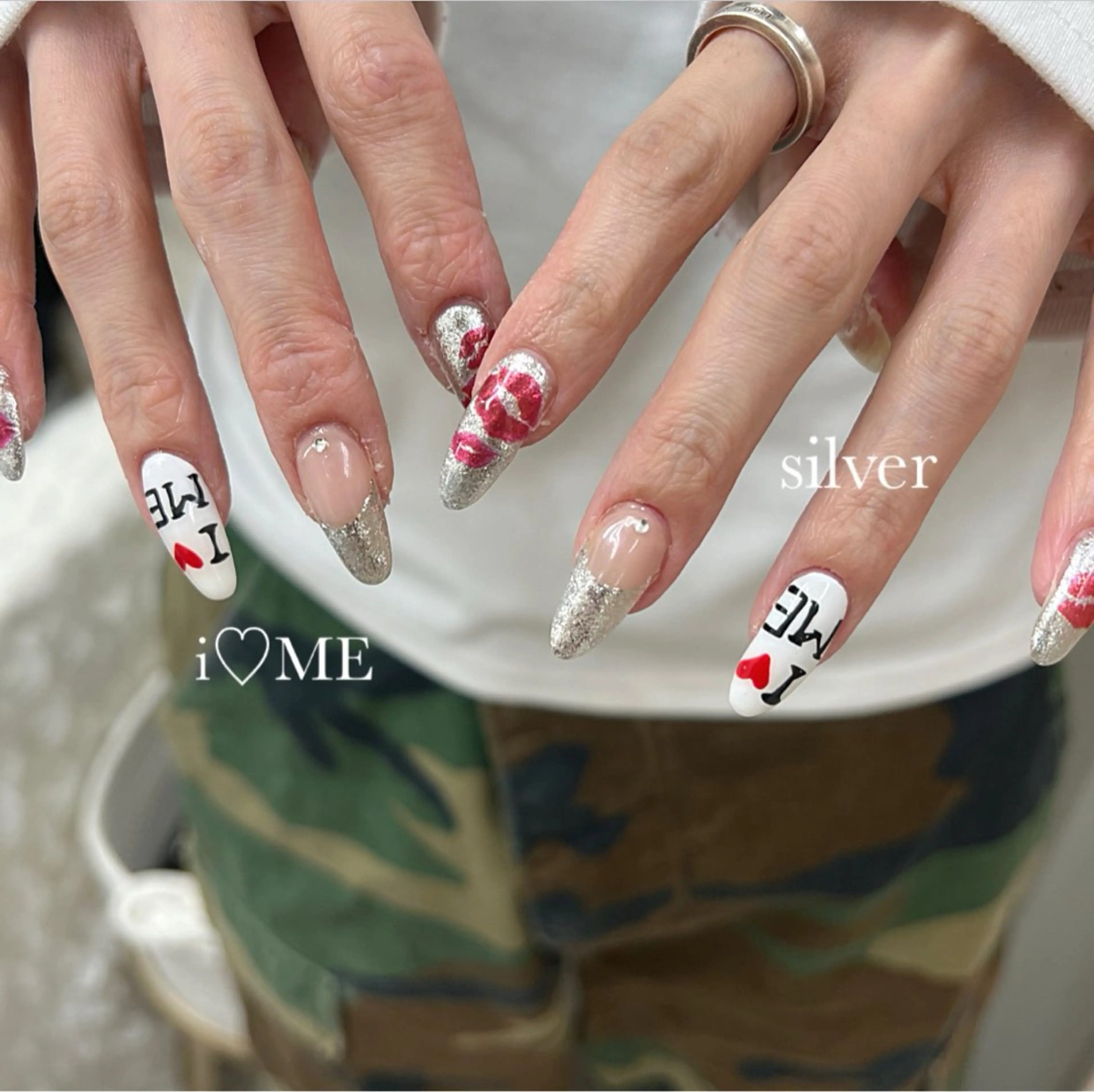 ネイル ブラウン ハート 韓国ネイル ロングネイル ショートネイル ハンドネイル Luann nail Sakiのネイルデザイン