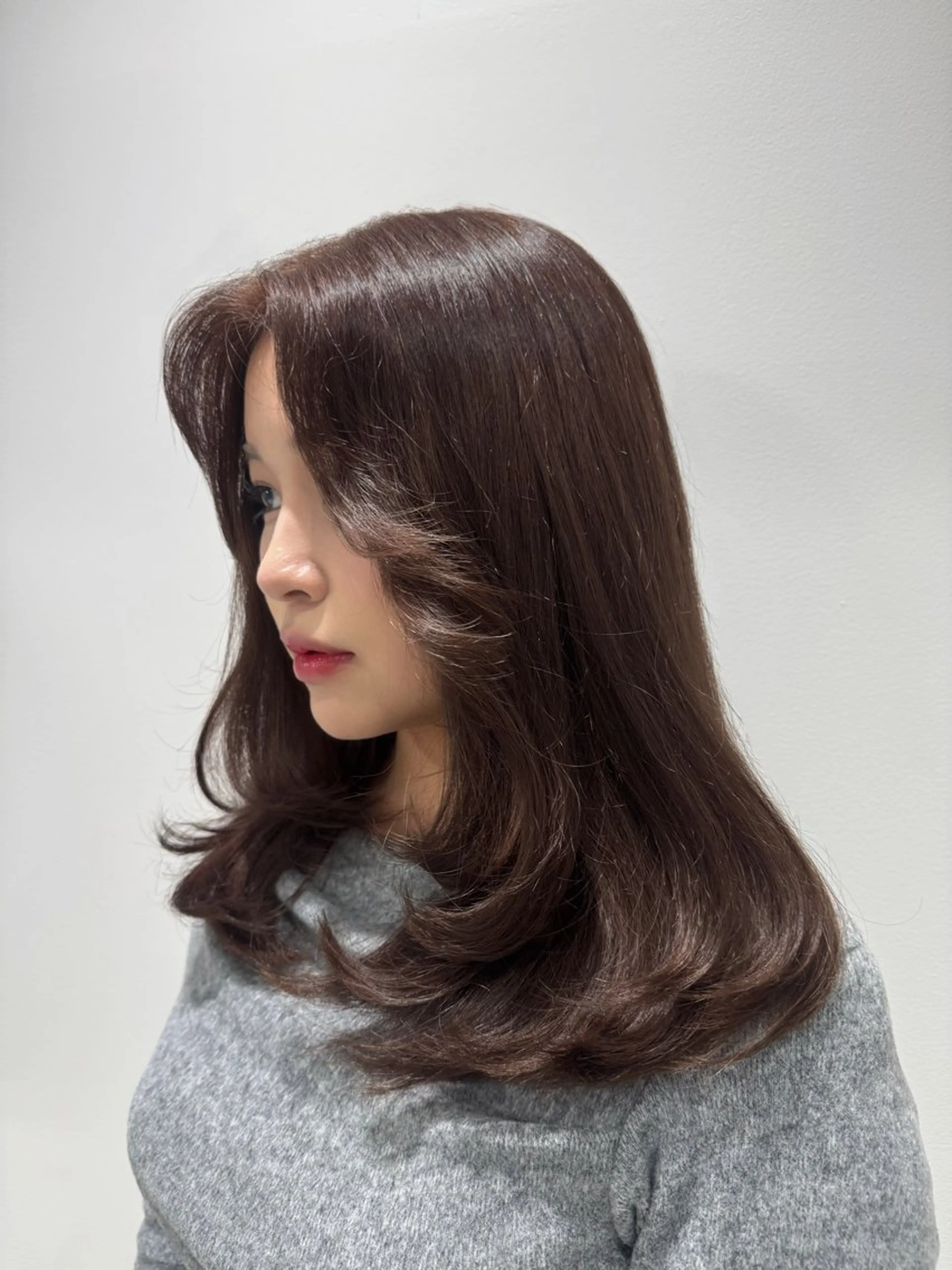 ミディアム カラー カット ヘアカラー トリートメント リアル上品盛れ/ 韓国ヘア/モモ/横浜のヘアスタイル