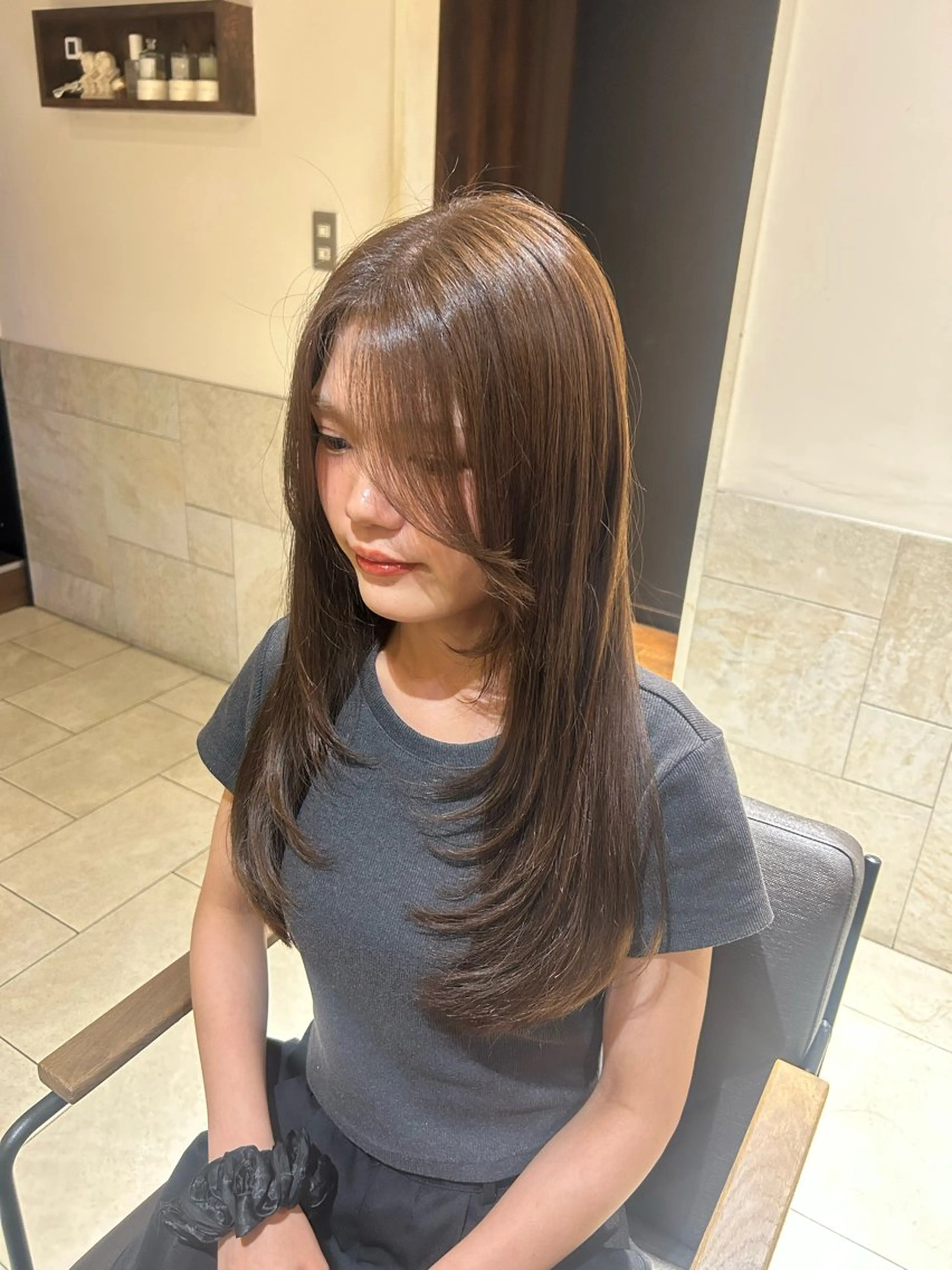 ロング 韓国風ヘア レイヤーカット ロング おおがくみゆ🦙🍊 ⭐️池袋のヘアスタイル