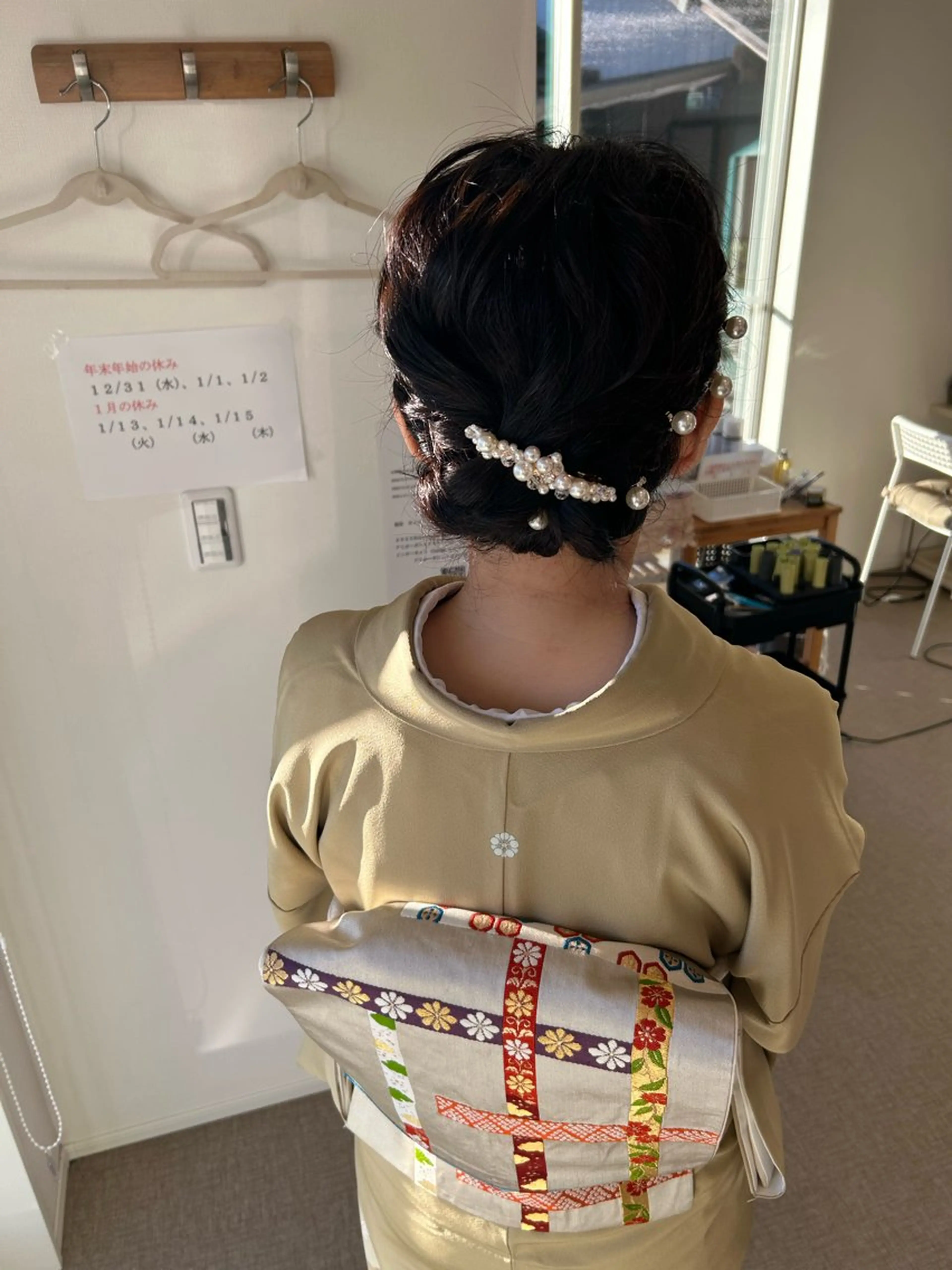 ショート ヘアアレンジ 着付け アミオーガニック カラーのヘアスタイル