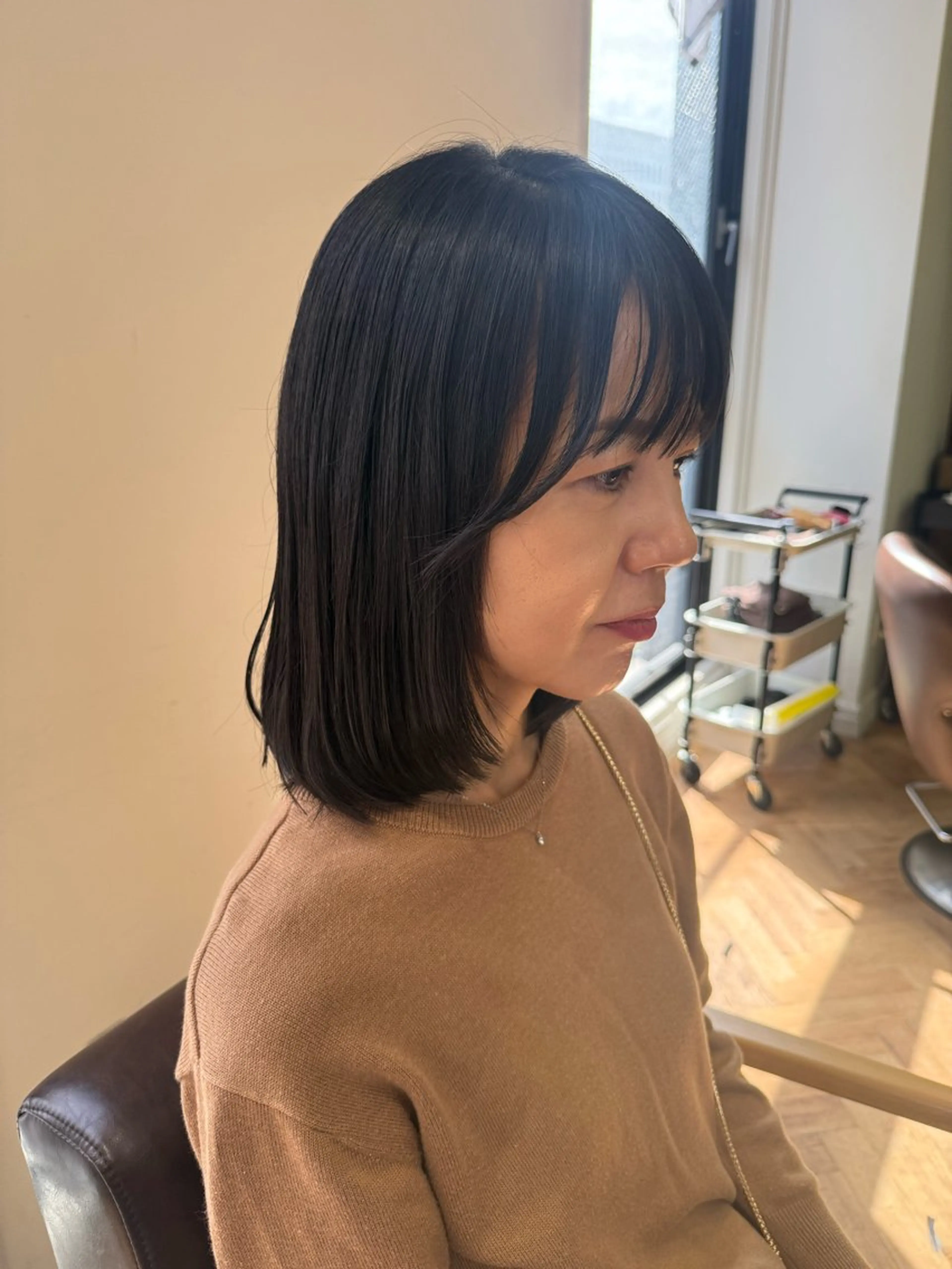 ミディアム レイヤーカット ローレイヤー 溝口 槙里也のヘアスタイル