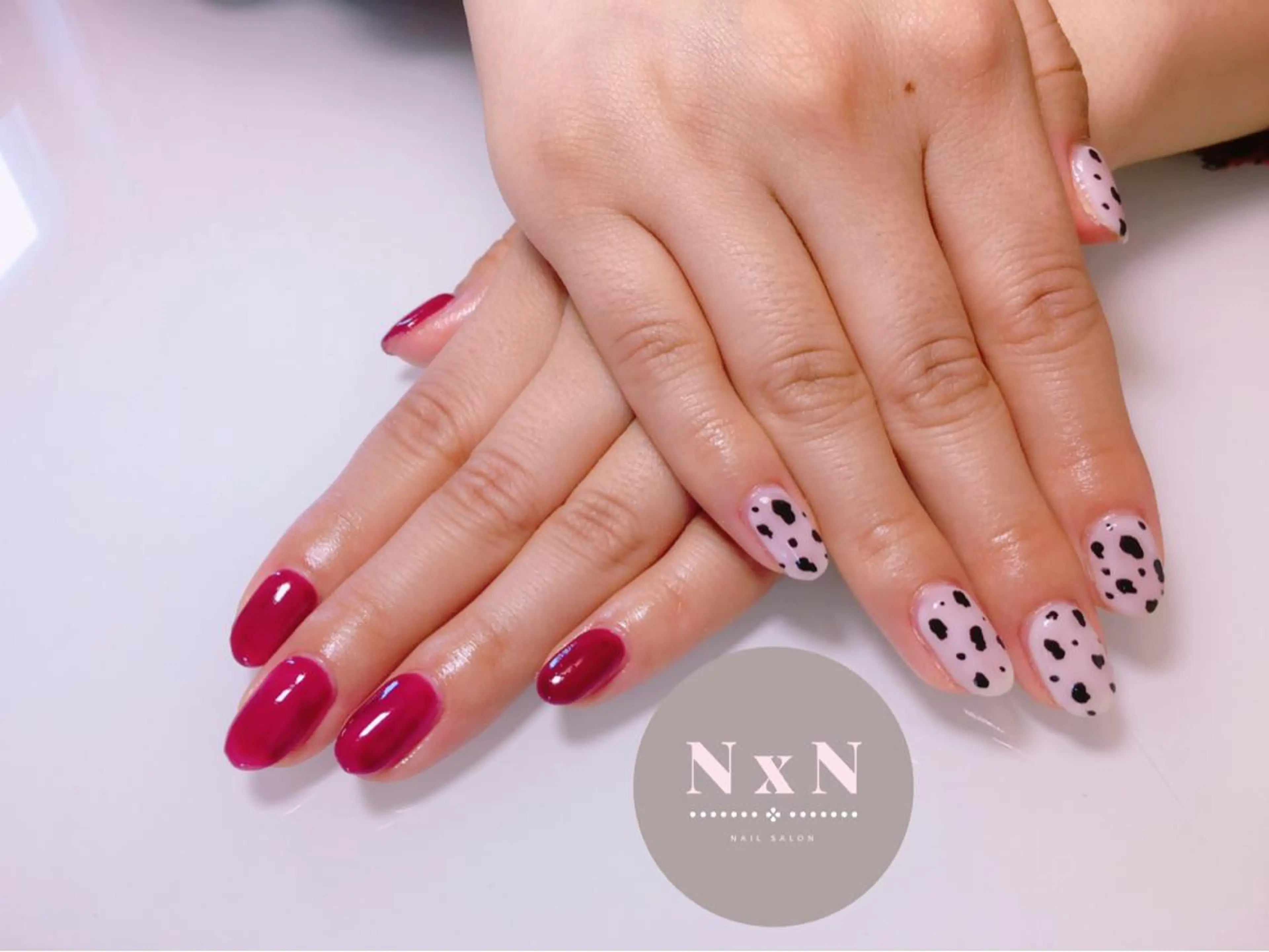 ネイル ボルドー クリアネイル ハンドネイル nail salon N×Nのネイルデザイン