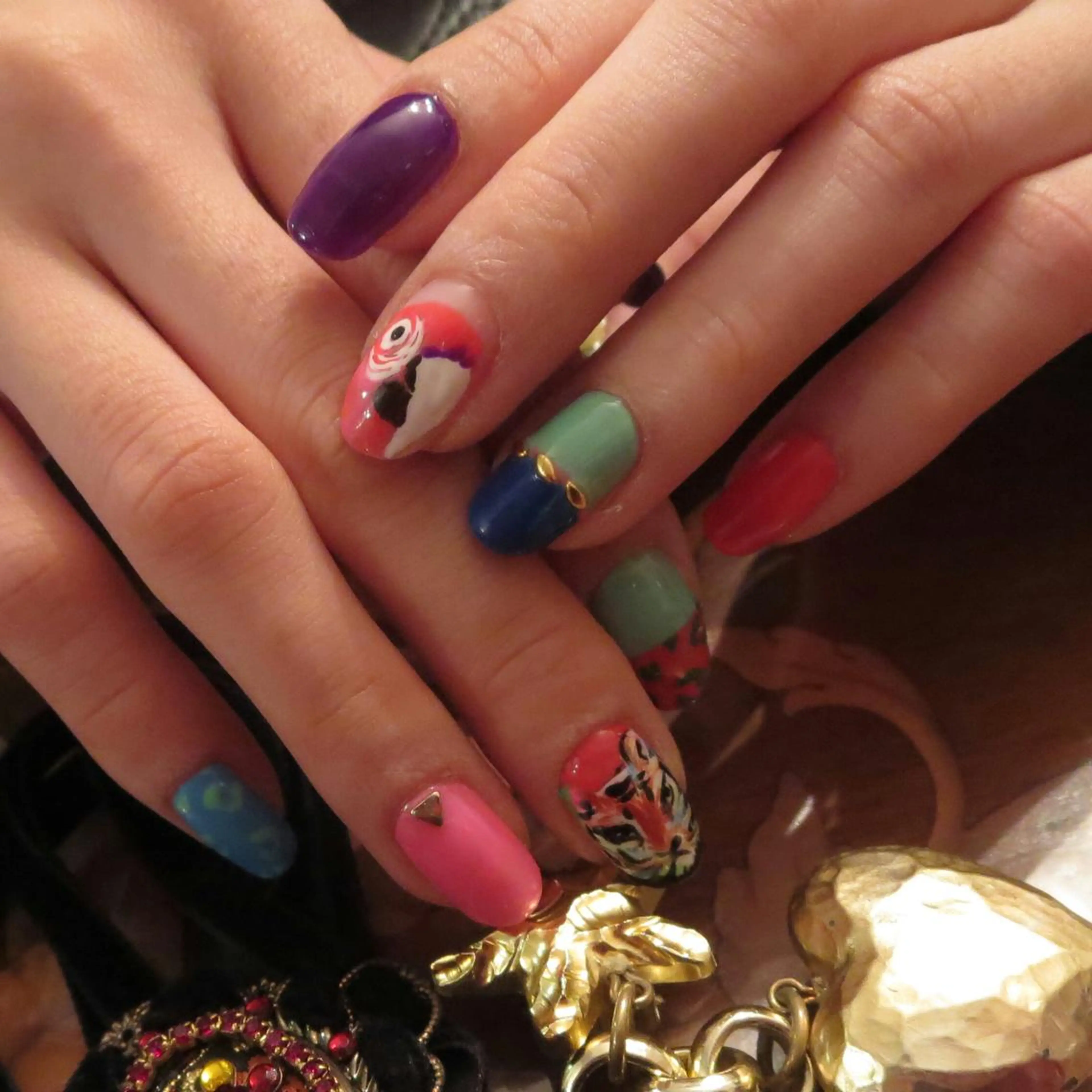 ネイル アニマル柄 アートネイル ジェルネイル 持ち込み ARTスクールサロン お・タマゴのネイルデザイン