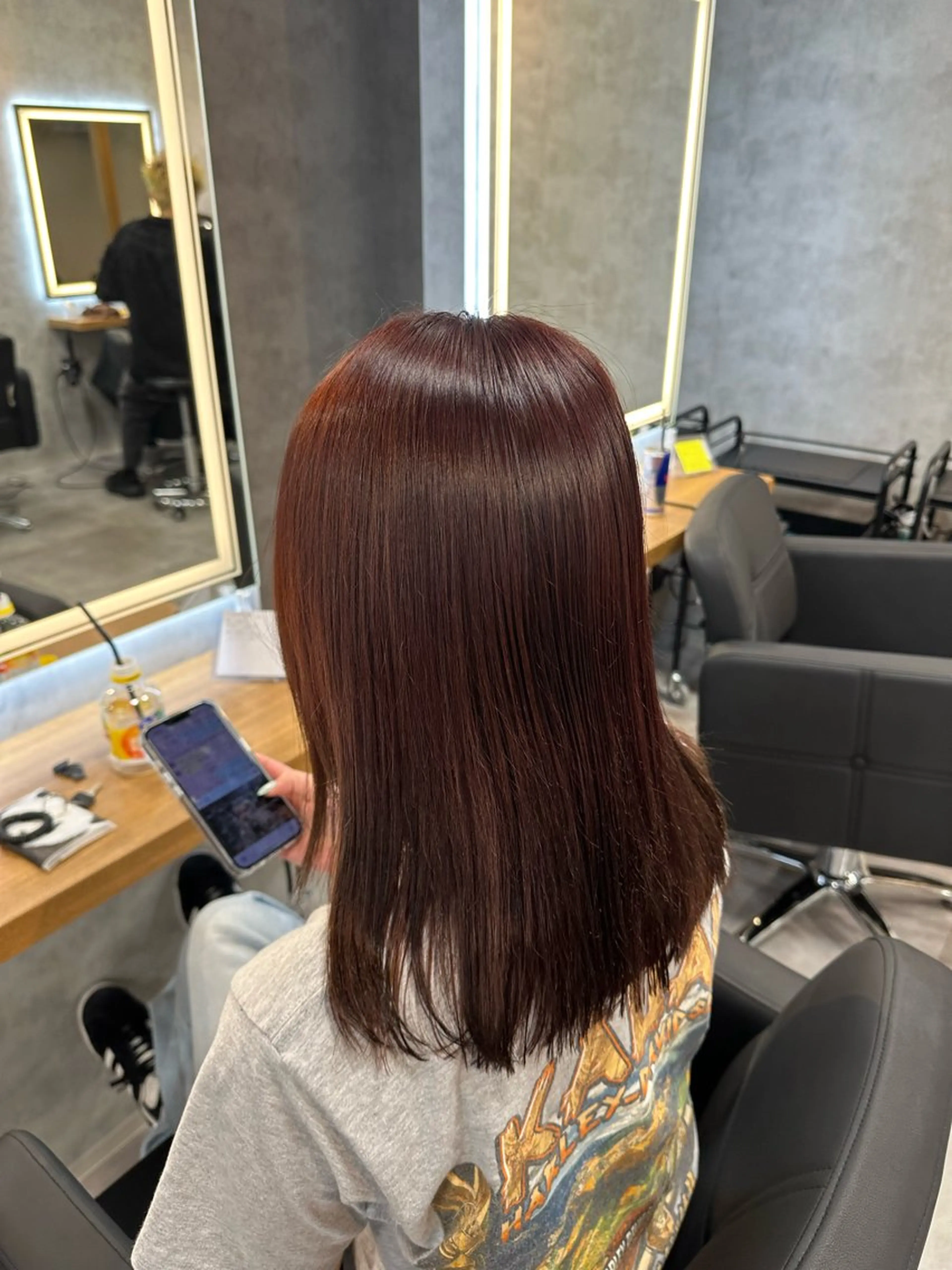 ミディアム カラー ブリーチ カシス ダブルカラー ブリーチなしカラー ピンクカラー 札幌美容室 /光👑のヘアスタイル