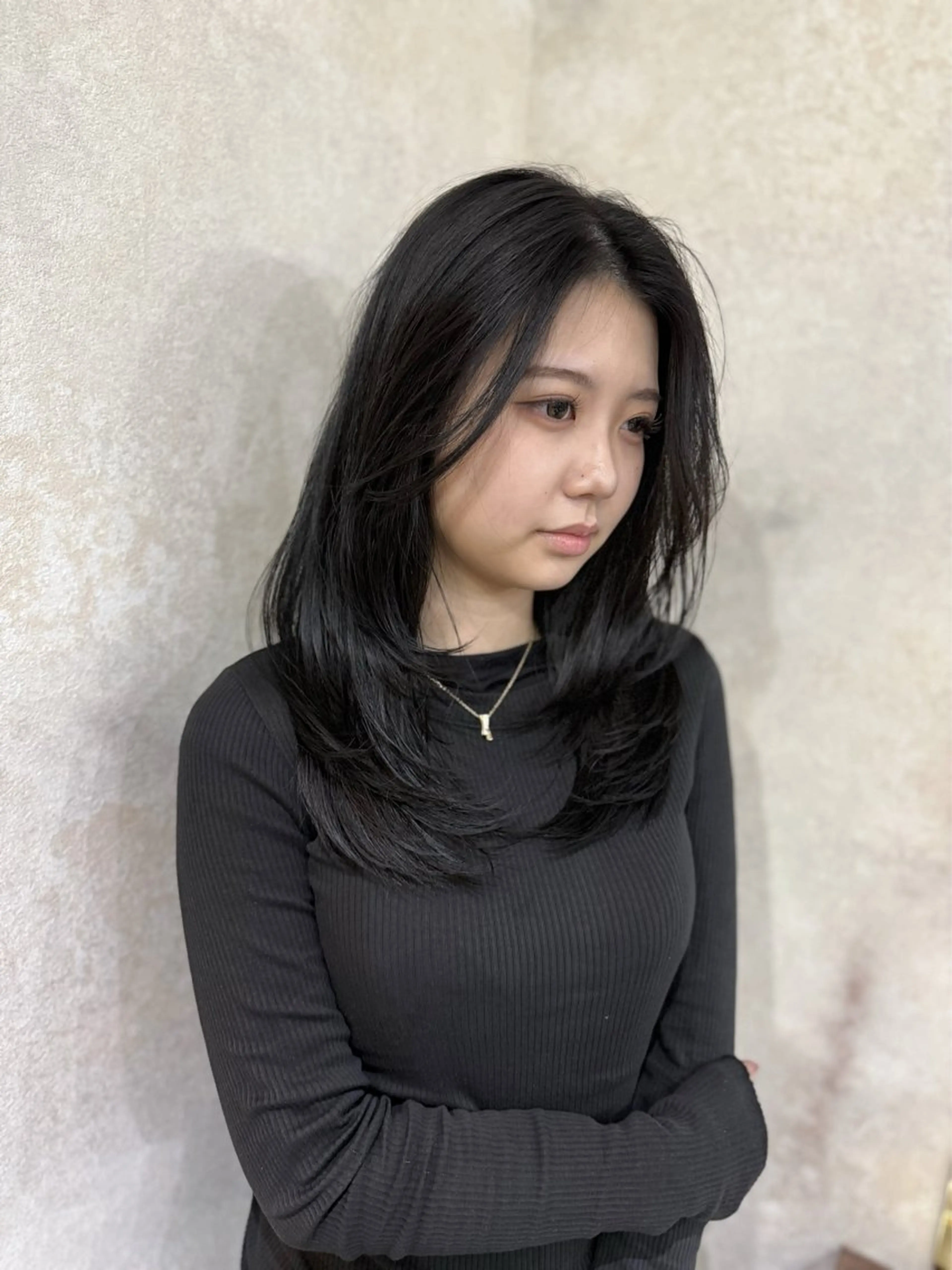 セミロング レイヤーカット カット ヘアカラー トリートメント 若命燿史／レイヤー 縮毛矯正/髪質改善のヘアスタイル