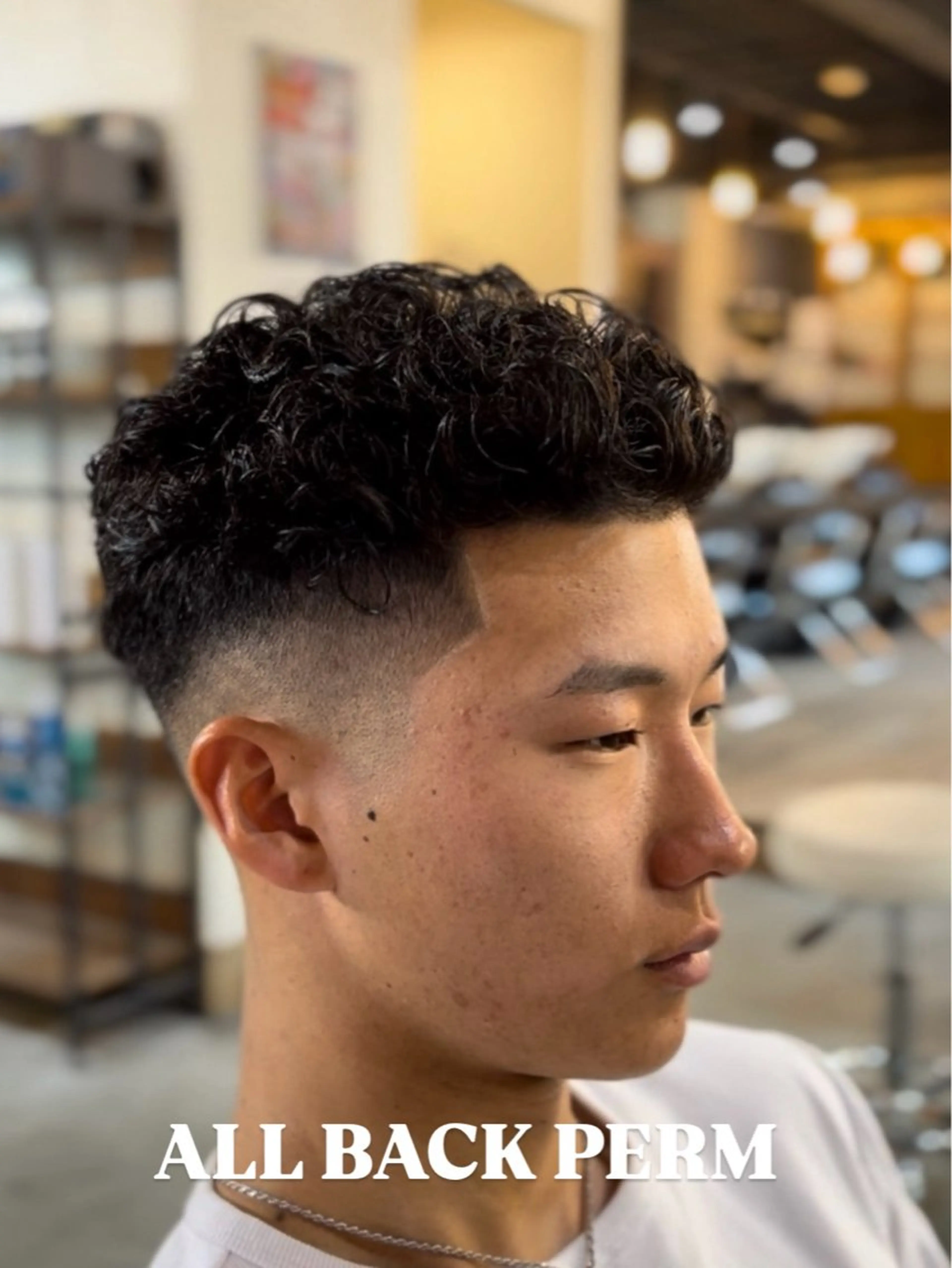 ショート パーマ メンズ オールバック メンズパーマ カット パーマ 海外風メンズ🇺🇸 💈N.Yuto💈のヘアスタイル