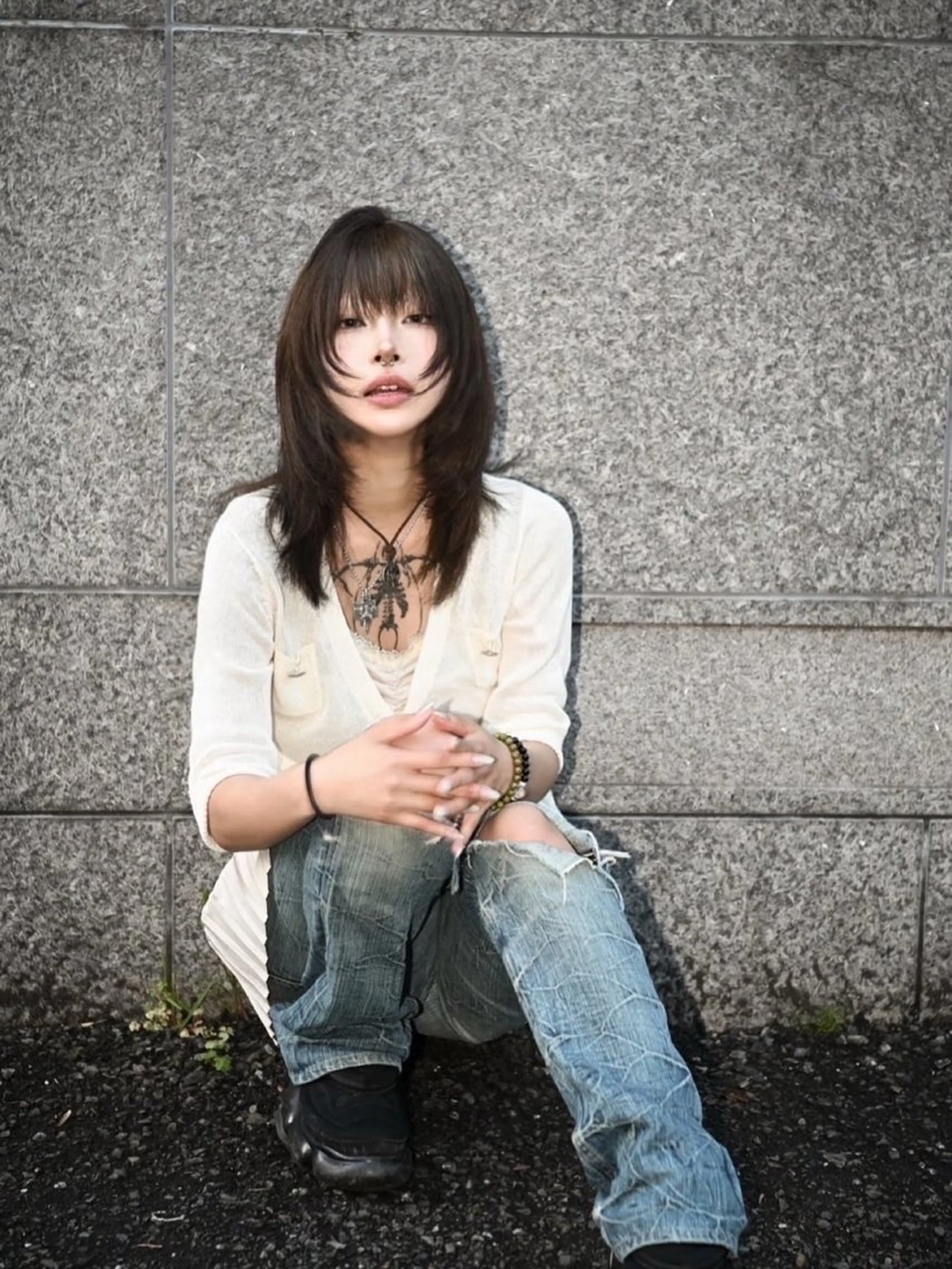 ミディアム ヘアカラー AIRA/ブリーチ /透明感カラーのヘアスタイル