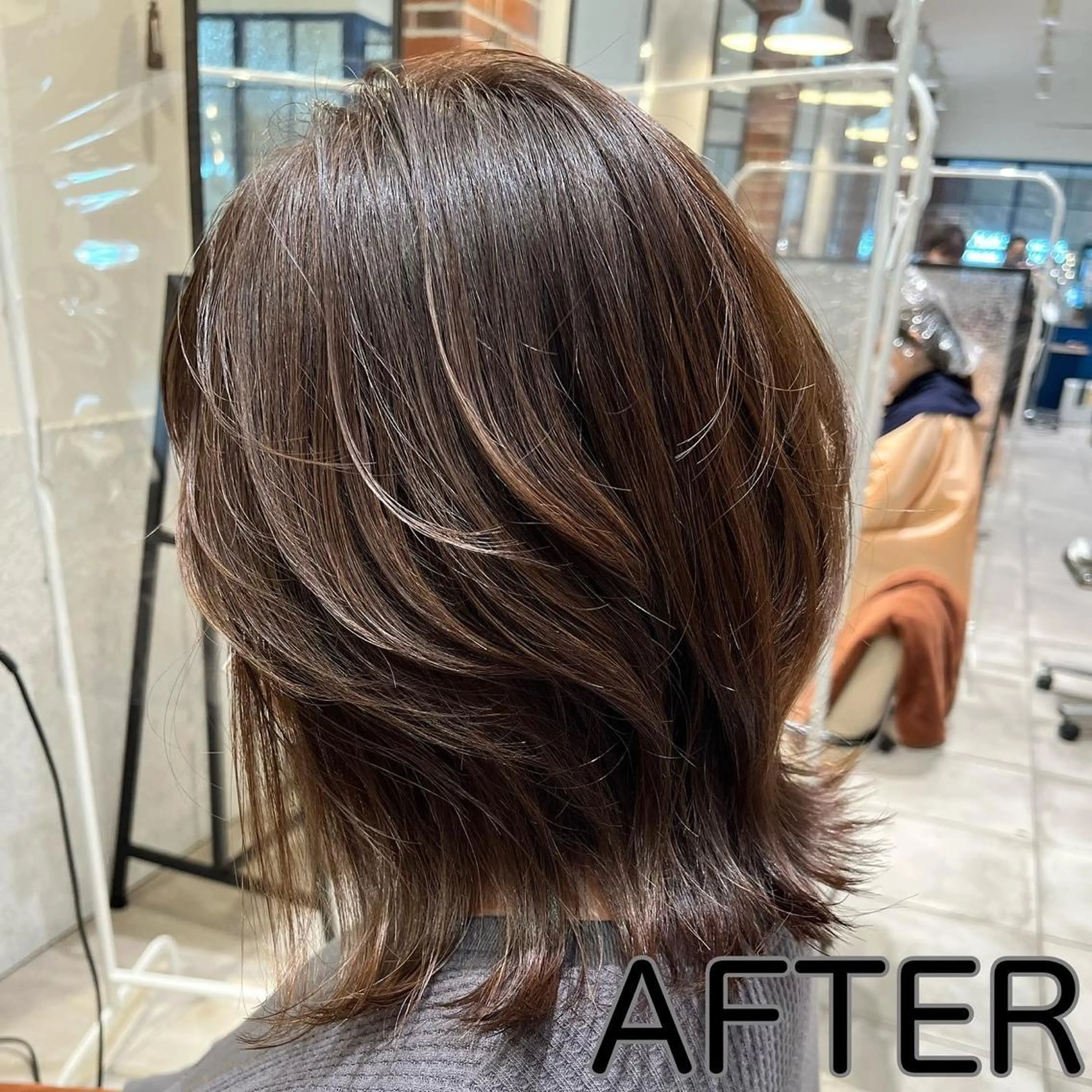 ミディアム カラー アディクシーカラー 黒髪 ブリーチ ブラウンカラー ケアブリーチ 長津 健一郎のヘアスタイル