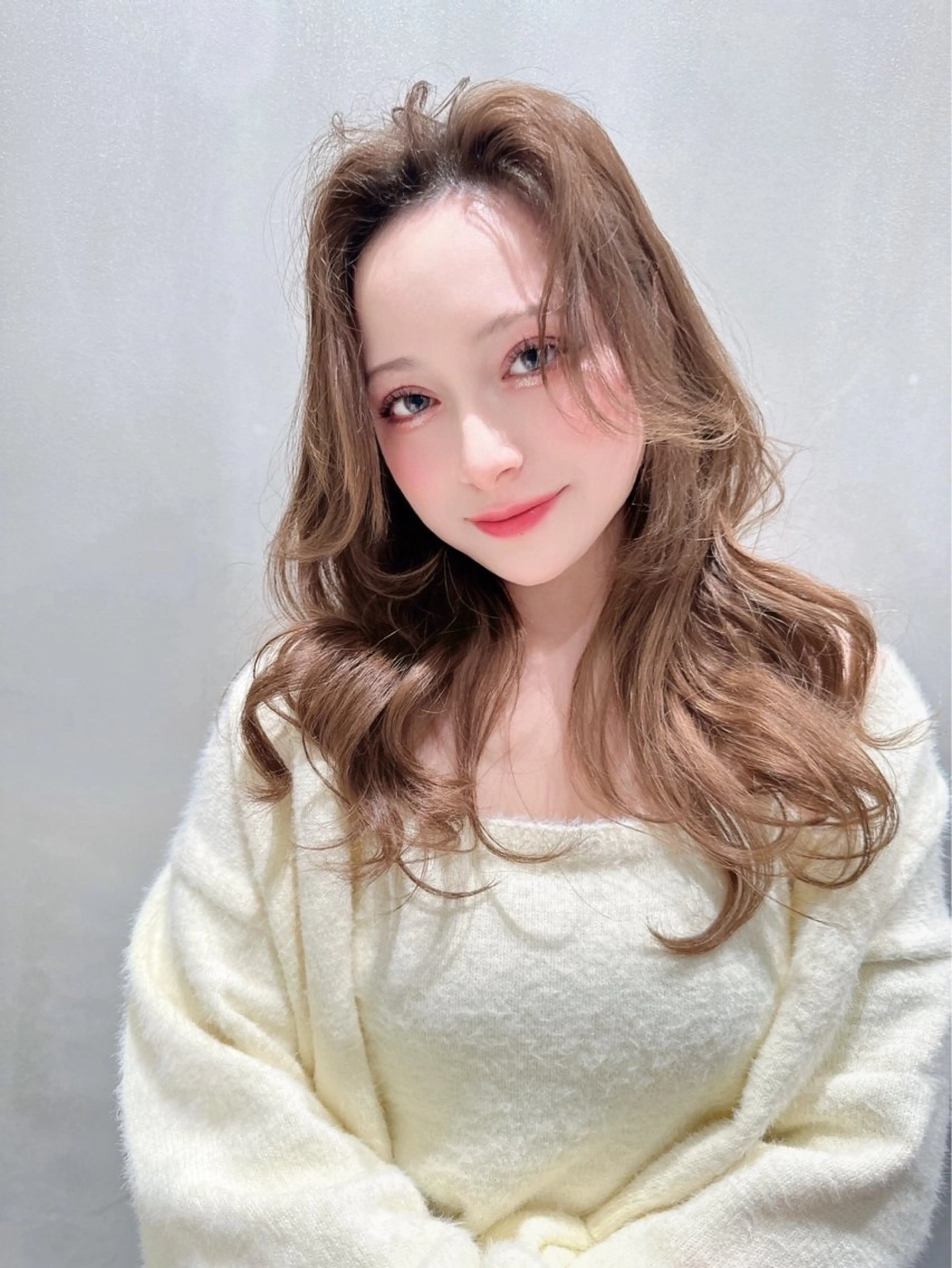 セミロング アッシュ ハイライト 韓国風ヘア ヘアカラー トリートメント 韓国カット/透明感 カラー/NANAMIのヘアスタイル