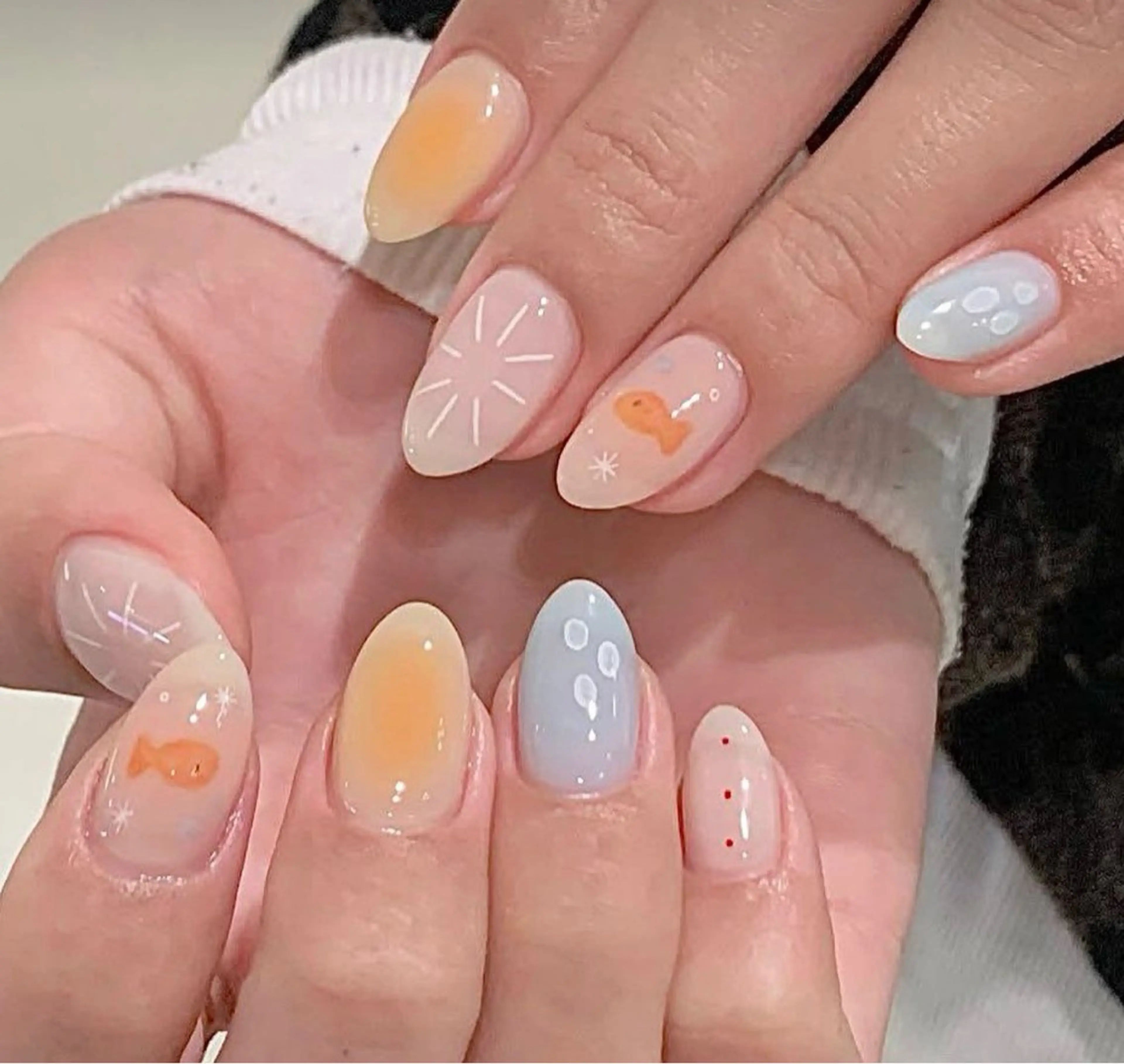 ネイル 韓国ネイル 持ち込み ニュアンスネイル ネイルチップ ハンドネイル TABI ANA.CHUOのネイルデザイン