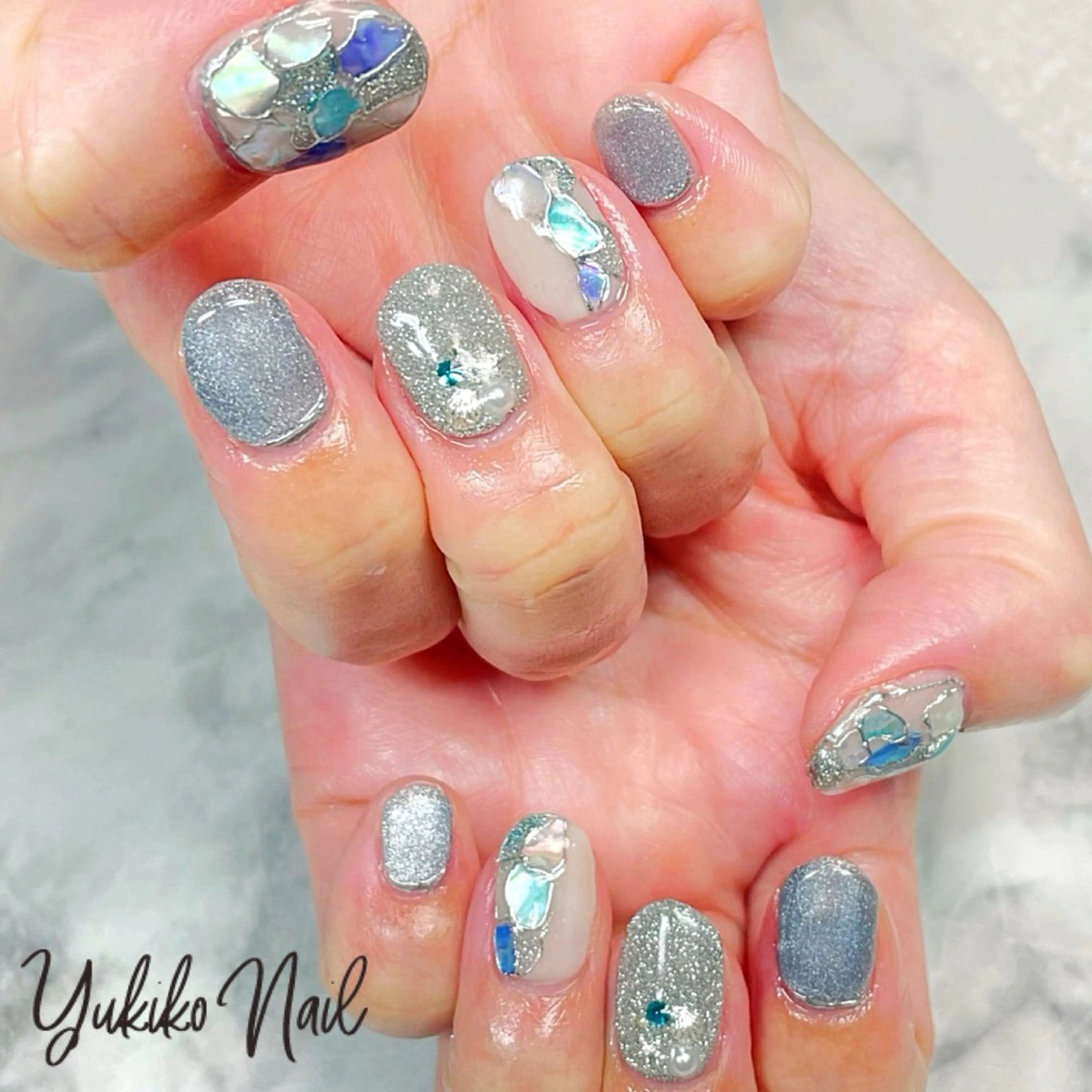 ネイル フラッシュネイル マグネットネイル 夏ネイル ハンドネイル ユキコ ネイルのネイルデザイン