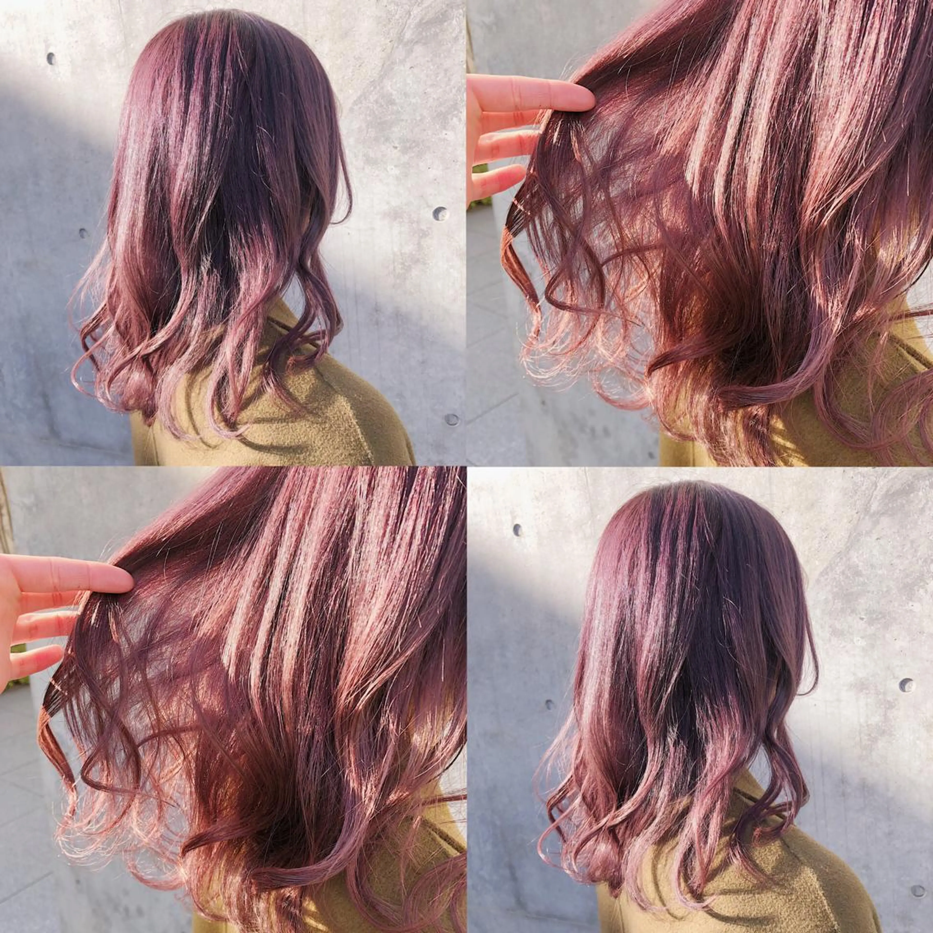 セミロング カラー ヘアアレンジ メンズ キッズ ピンクカラー ピンクパープル パープルカラー ヘアカラー トリートメント 💟Chloe原宿店 🩶ハイトーンのヘアスタイル