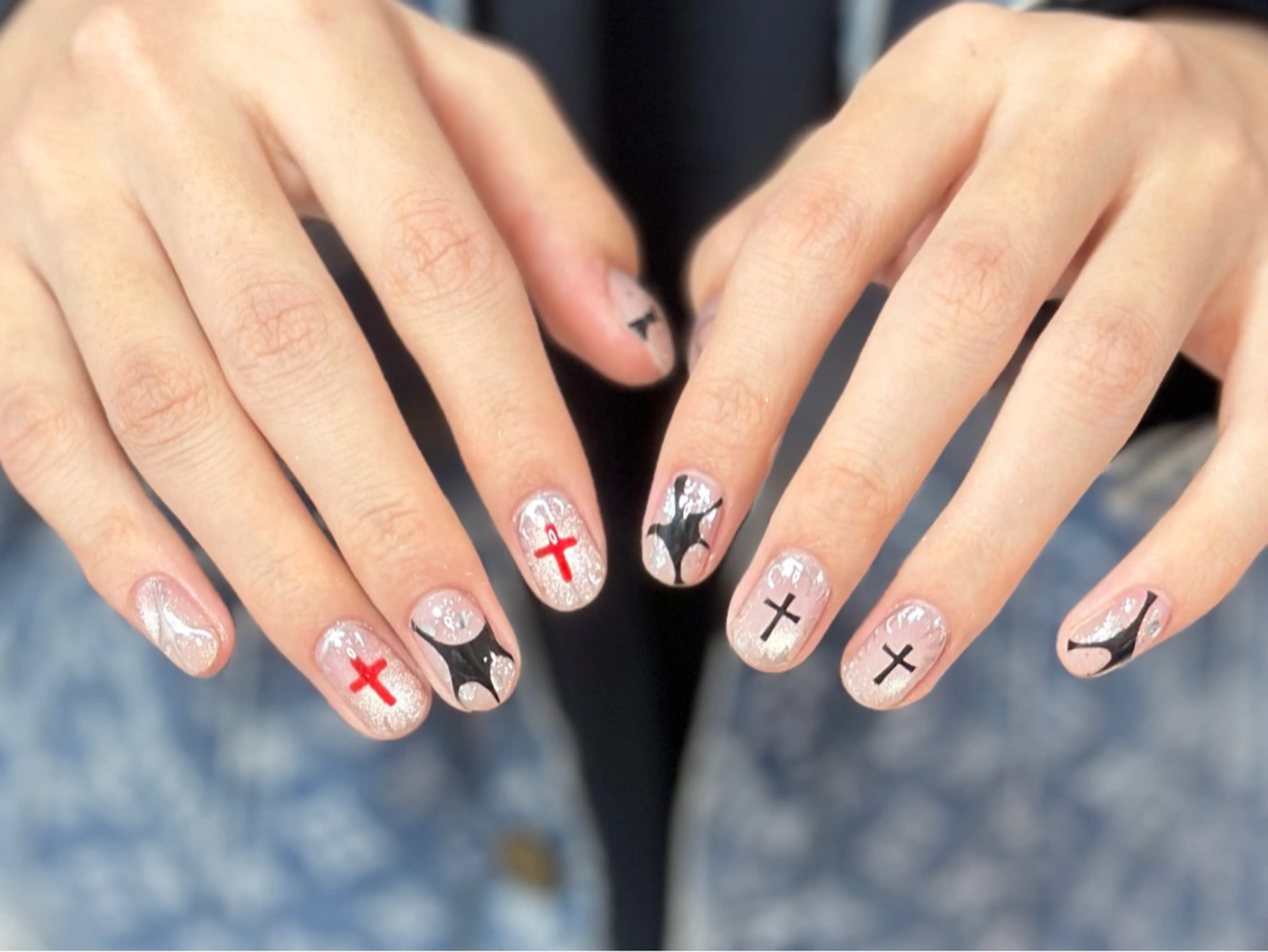 ネイル アートネイル オーロラネイル チークネイル フレンチネイル ガラスフレンチ 🎀YooLi Nail salonのネイルデザイン