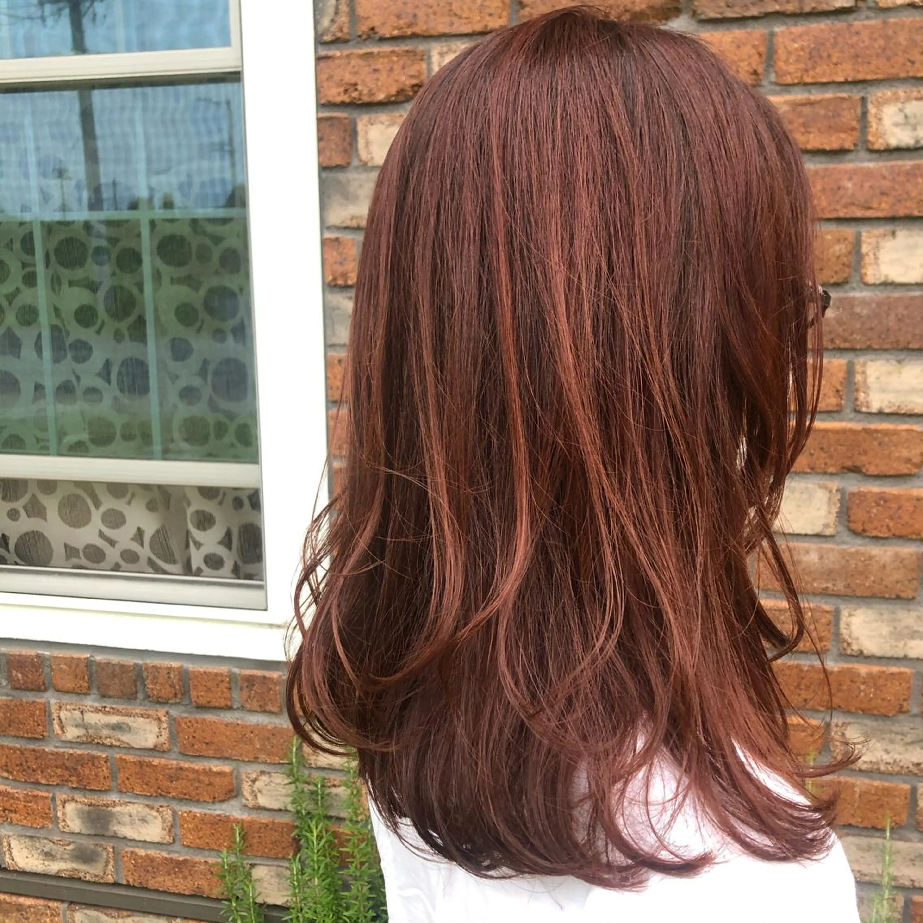 セミロング カット ヘアカラー かわい りなのヘアスタイル