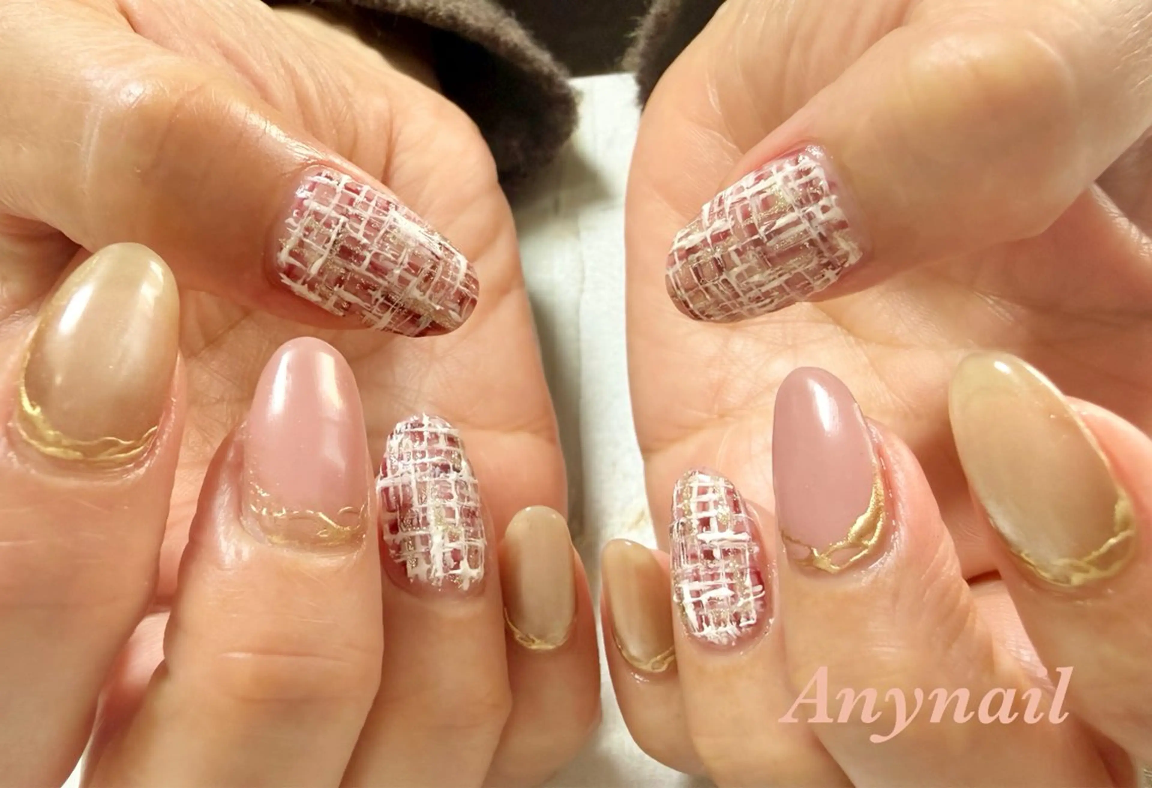 ネイル ブルー マグネットネイル ミラーネイル オフィスネイル ピンク 岩澤 恵子のネイルデザイン