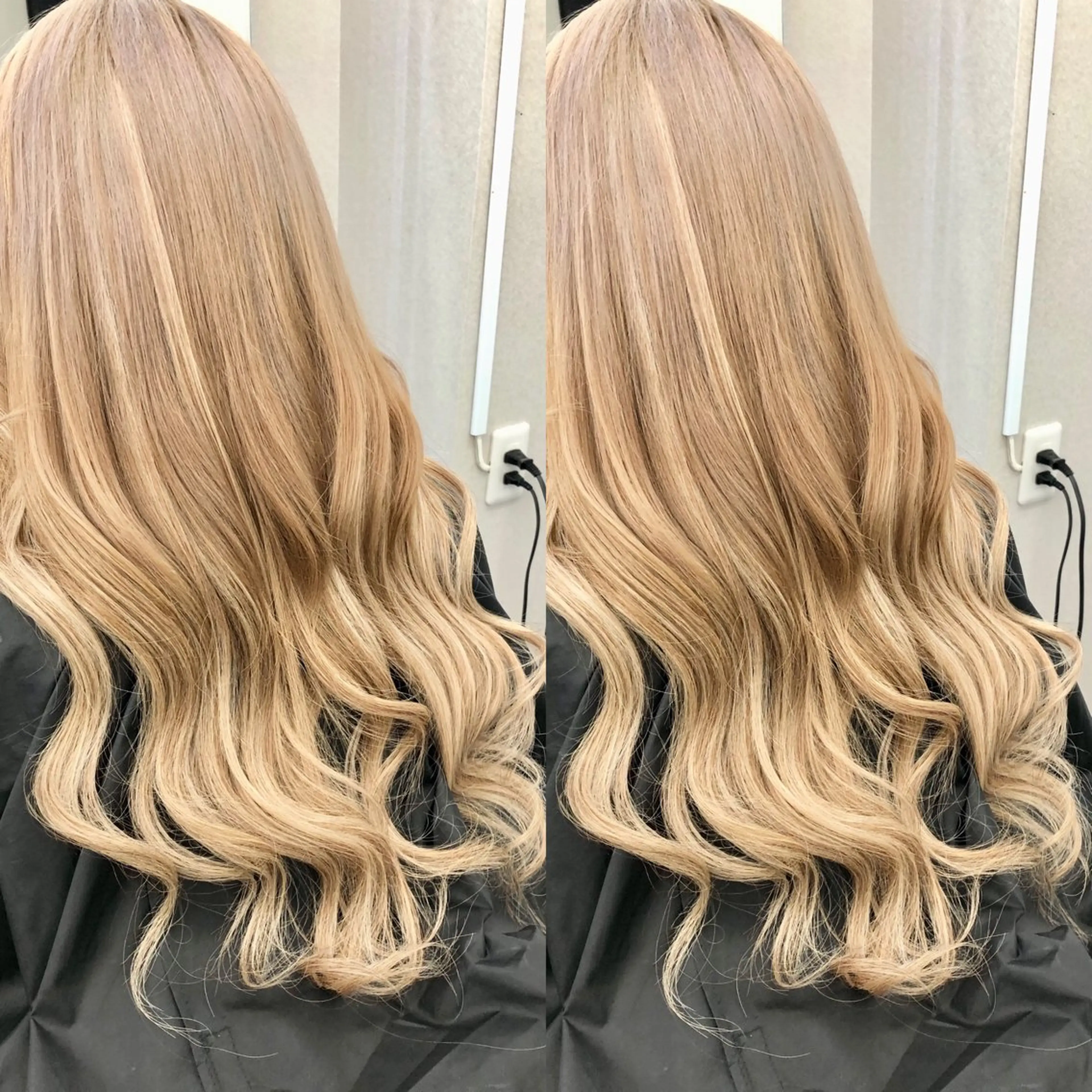 ロング カラー ヘアアレンジ シールエクステ バレイヤージュ ブリーチ ブロンド ハイライトカラー レイヤー/エクステ alpha下妻のヘアスタイル