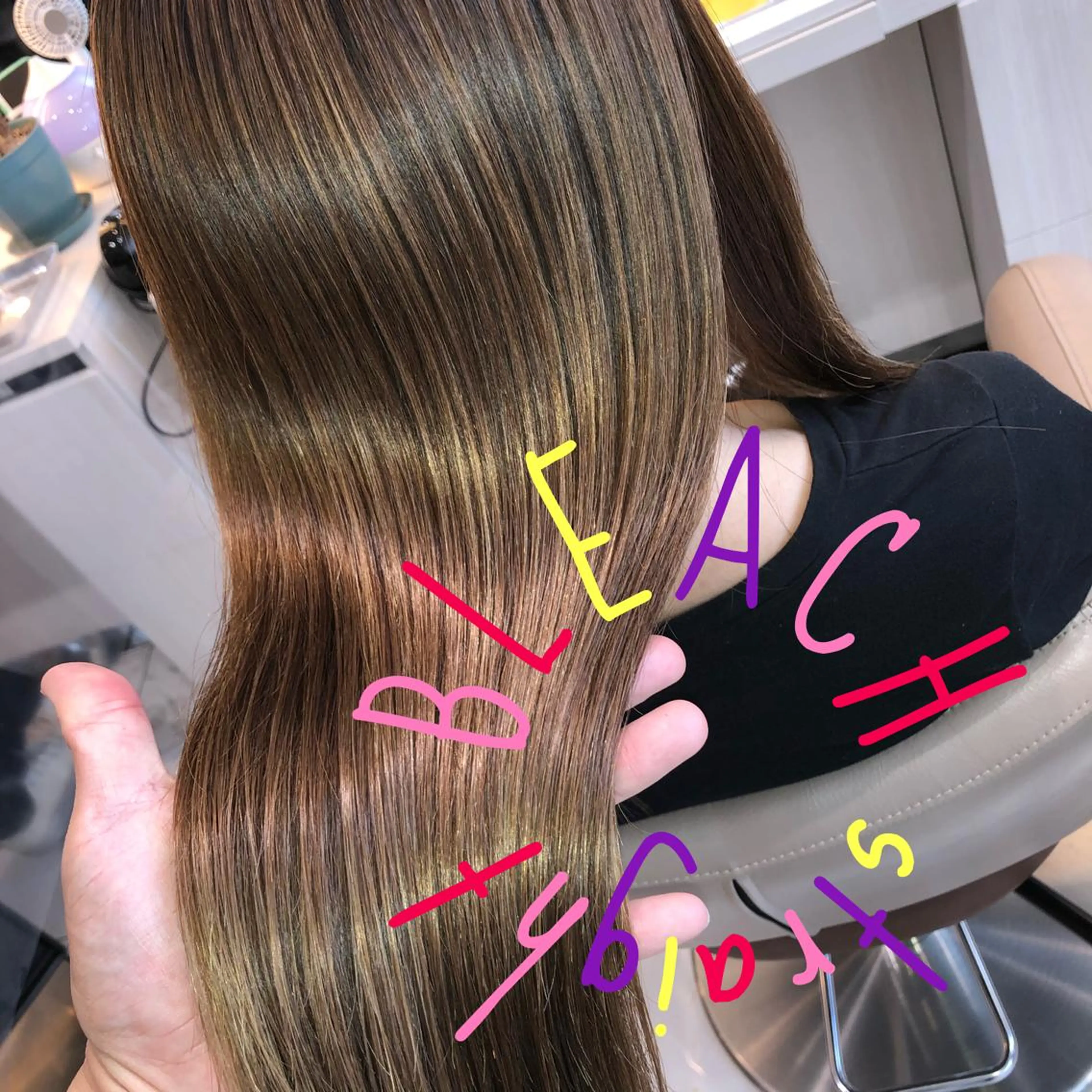 セミロング パーマ 縮毛矯正 ストレートパーマ 安井　昴 💫ブリーチ縮毛矯正のヘアスタイル