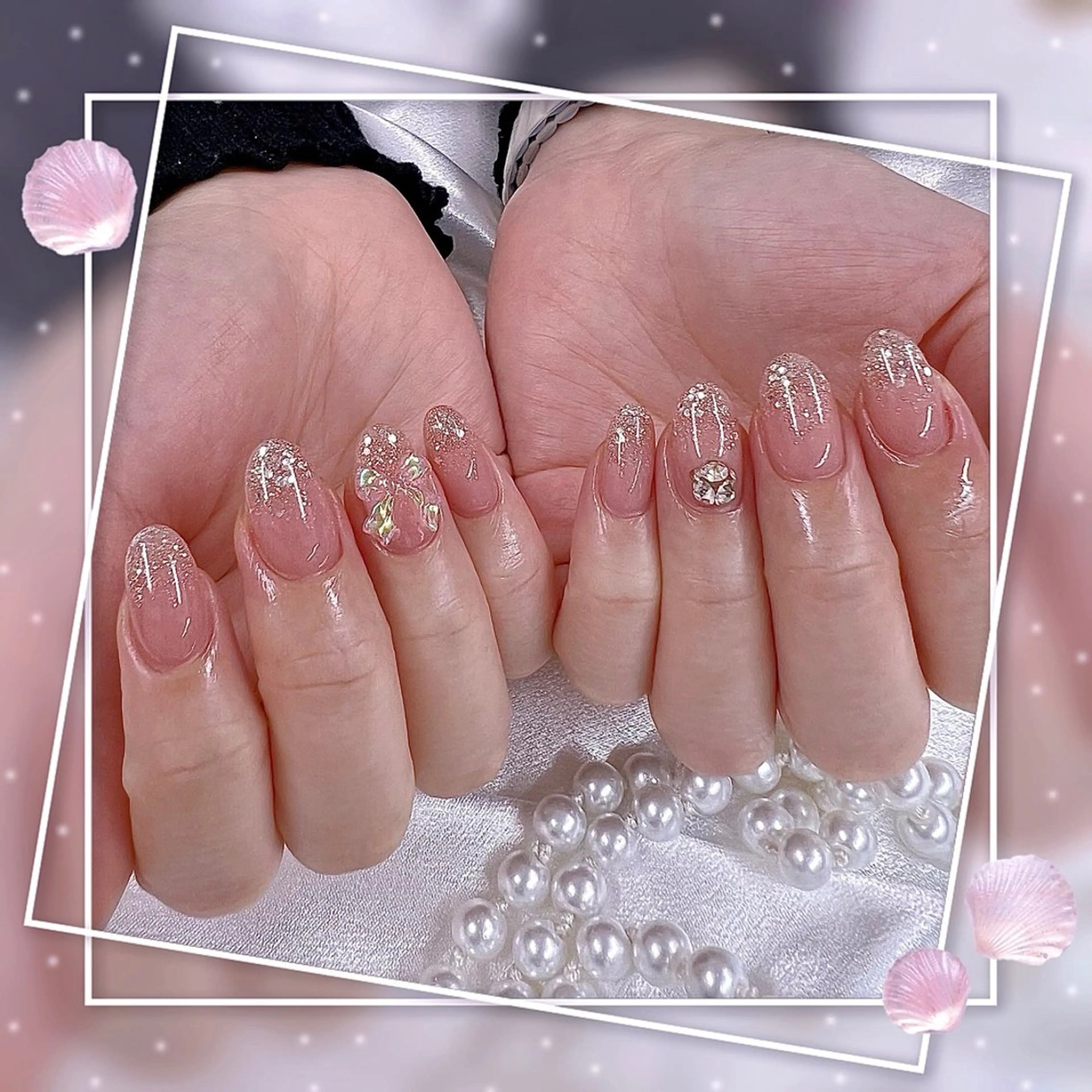 ネイル グラデーション キラキラネイル 韓国ネイル マグネットネイル ピンク ハンドネイル Chill Nailsalonのネイルデザイン