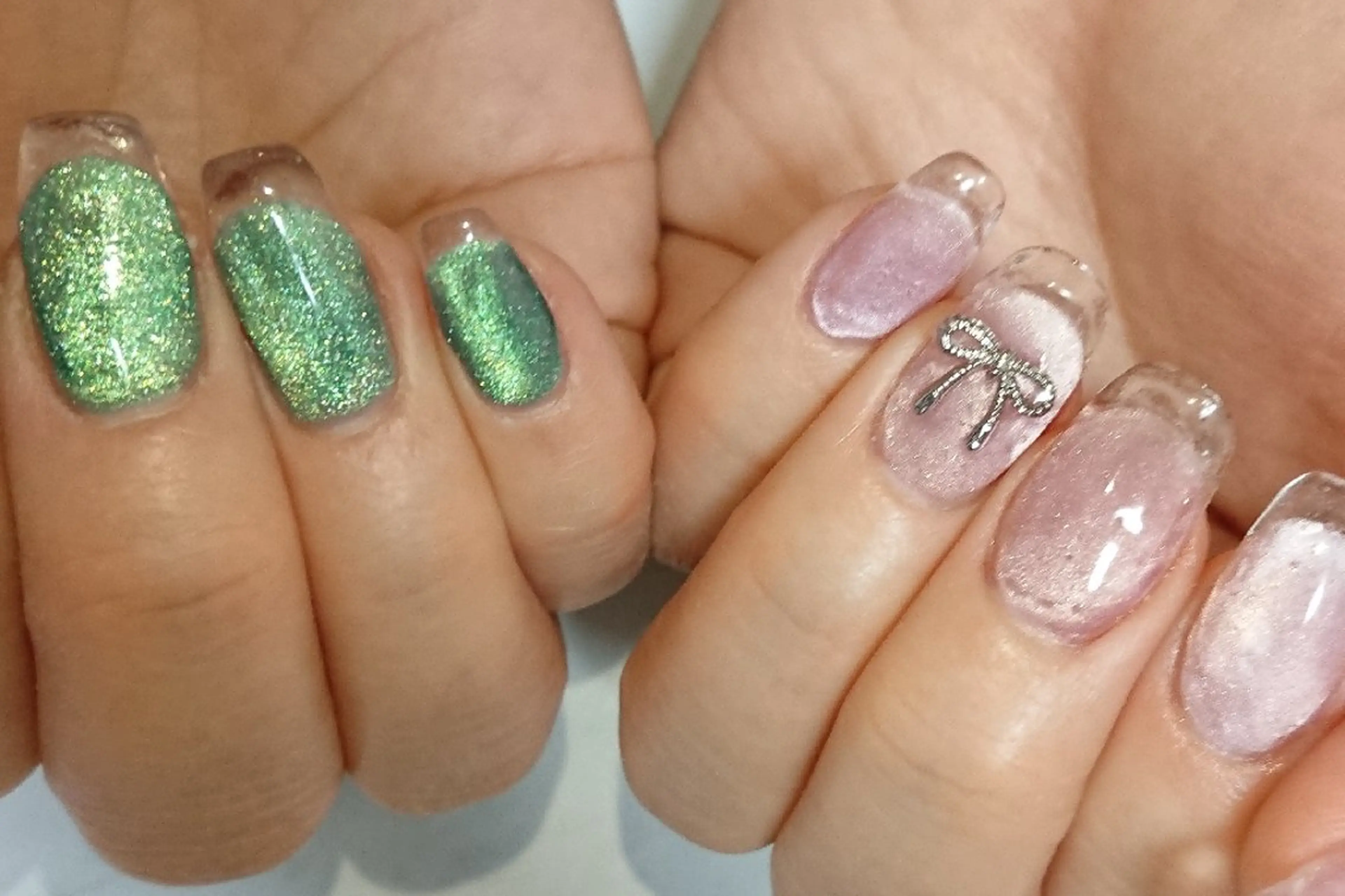 ネイル クリアネイル フレンチネイル マグネットネイル shellnail さなえのネイルデザイン