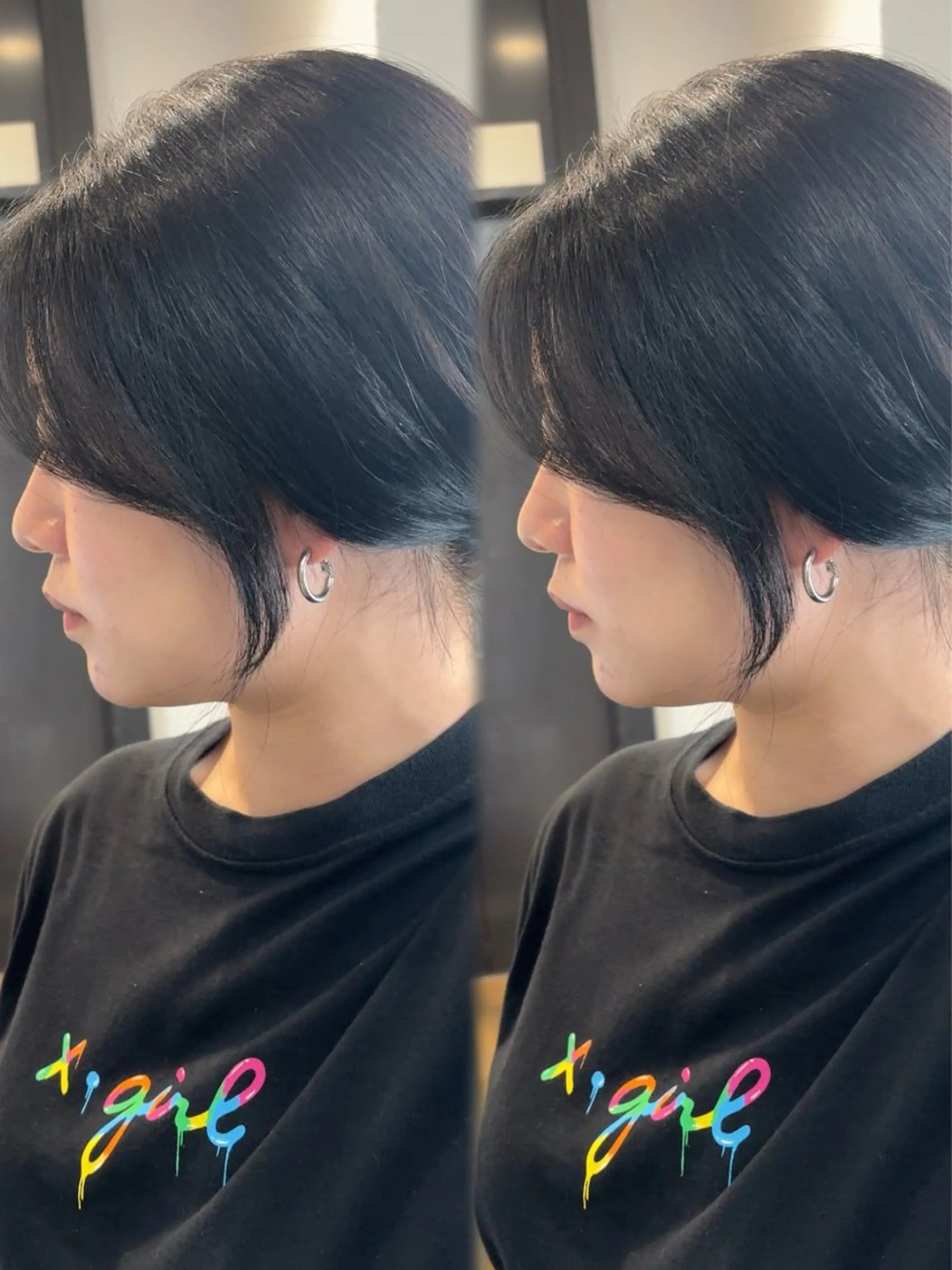 ロング 韓国ヘア/ブリーチ無 しWカラー/オリーブのヘアスタイル