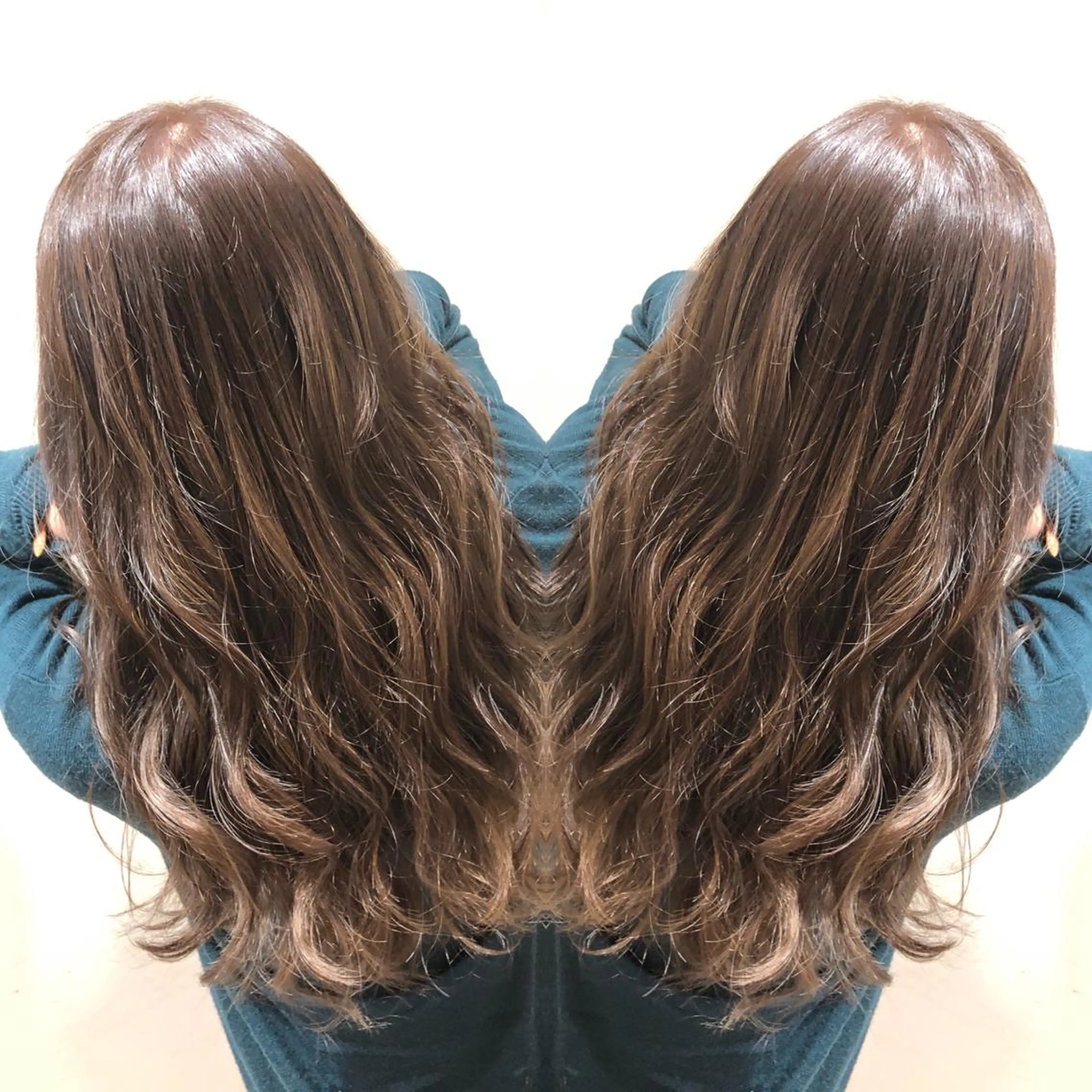 ロング カラー アッシュ ベージュカラー カット ヘアカラー トリートメント 💓シールエクステ ルミエールのヘアスタイル