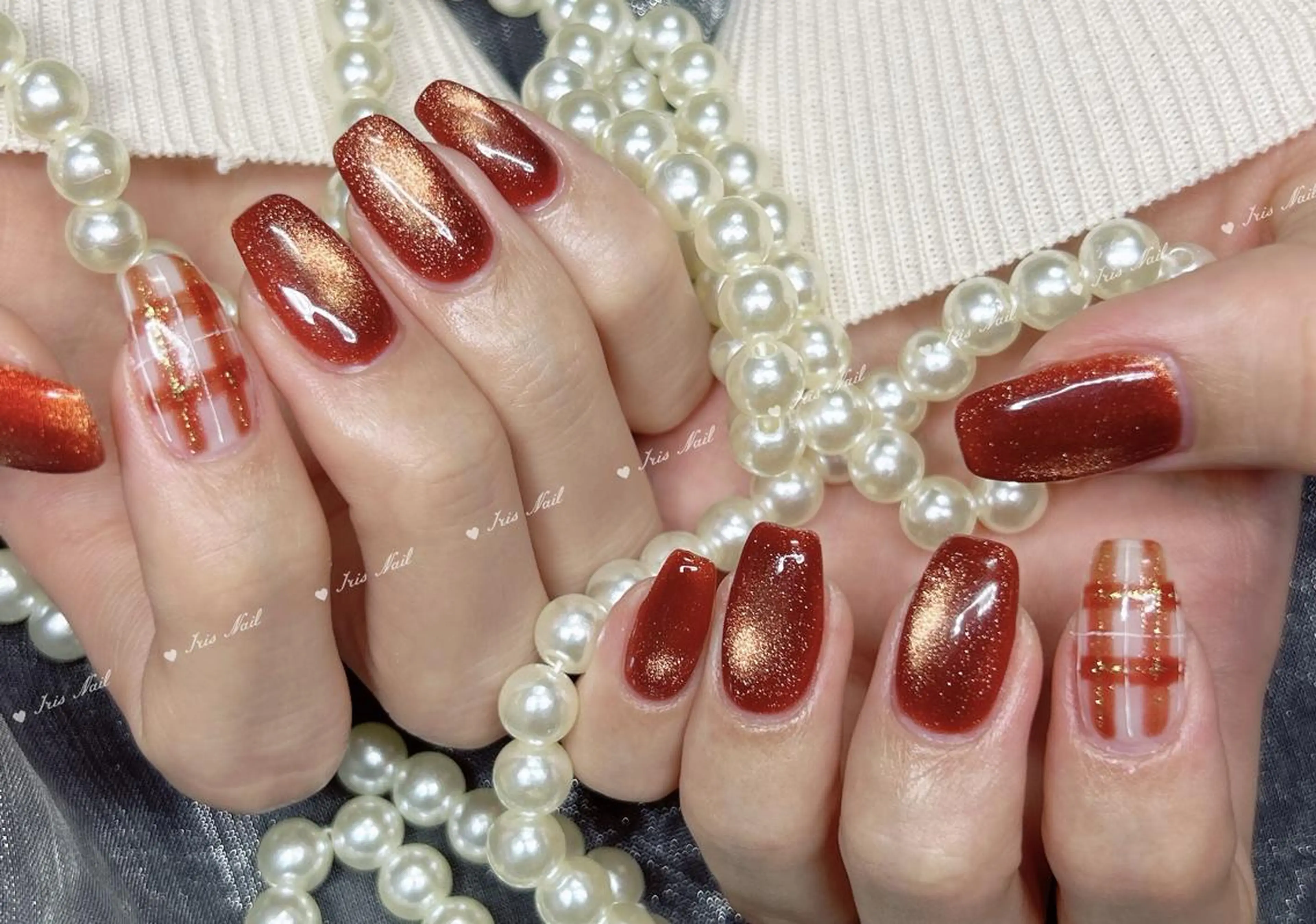 ネイル アートネイル チークネイル フレンチネイル ジェルネイル ホログラムネイル ハンドネイル 🍒IRIS Nail🌸のネイルデザイン
