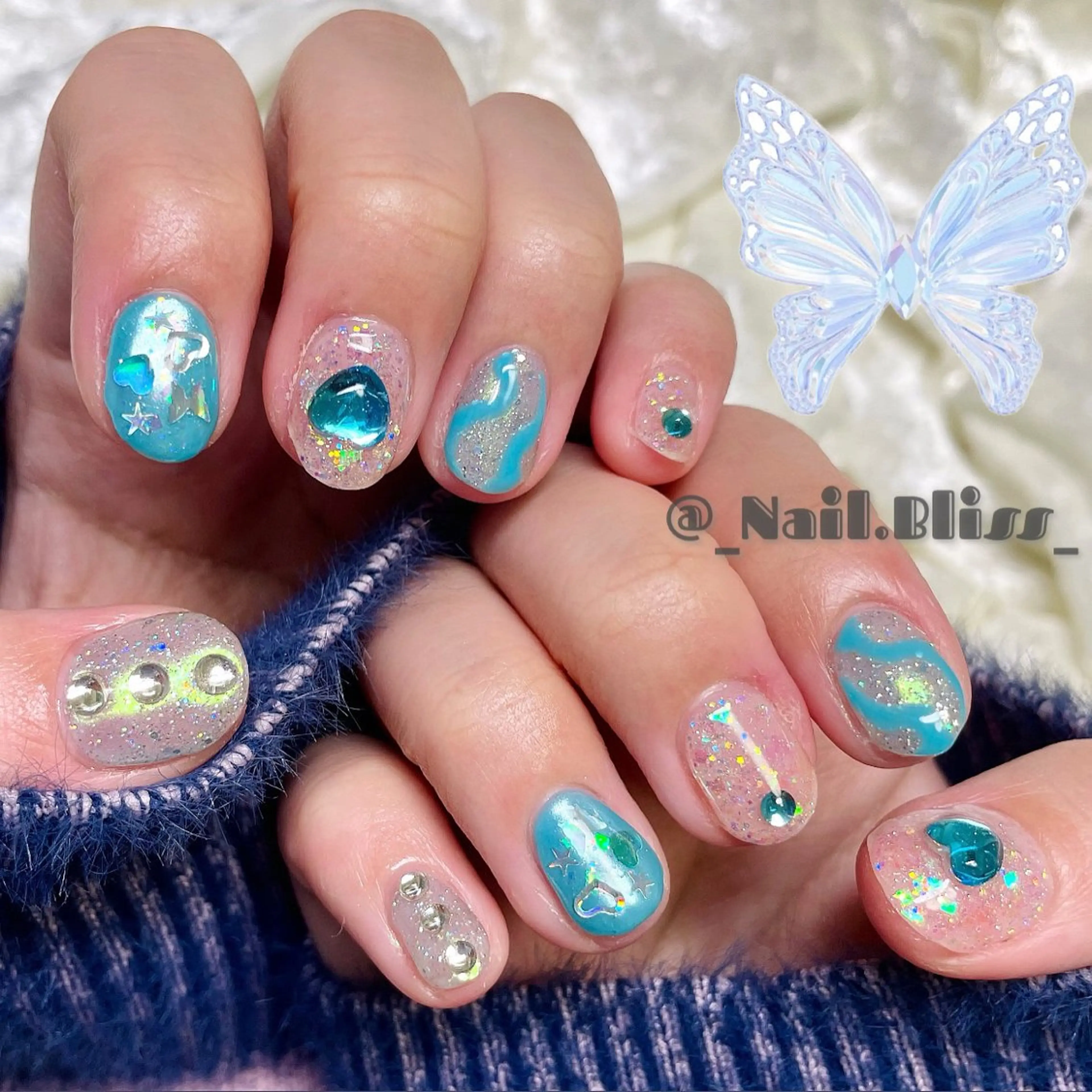 ネイル クリアネイル 氷ネイル・うるうるネイル ハンドネイル NAIL BLISSのネイルデザイン