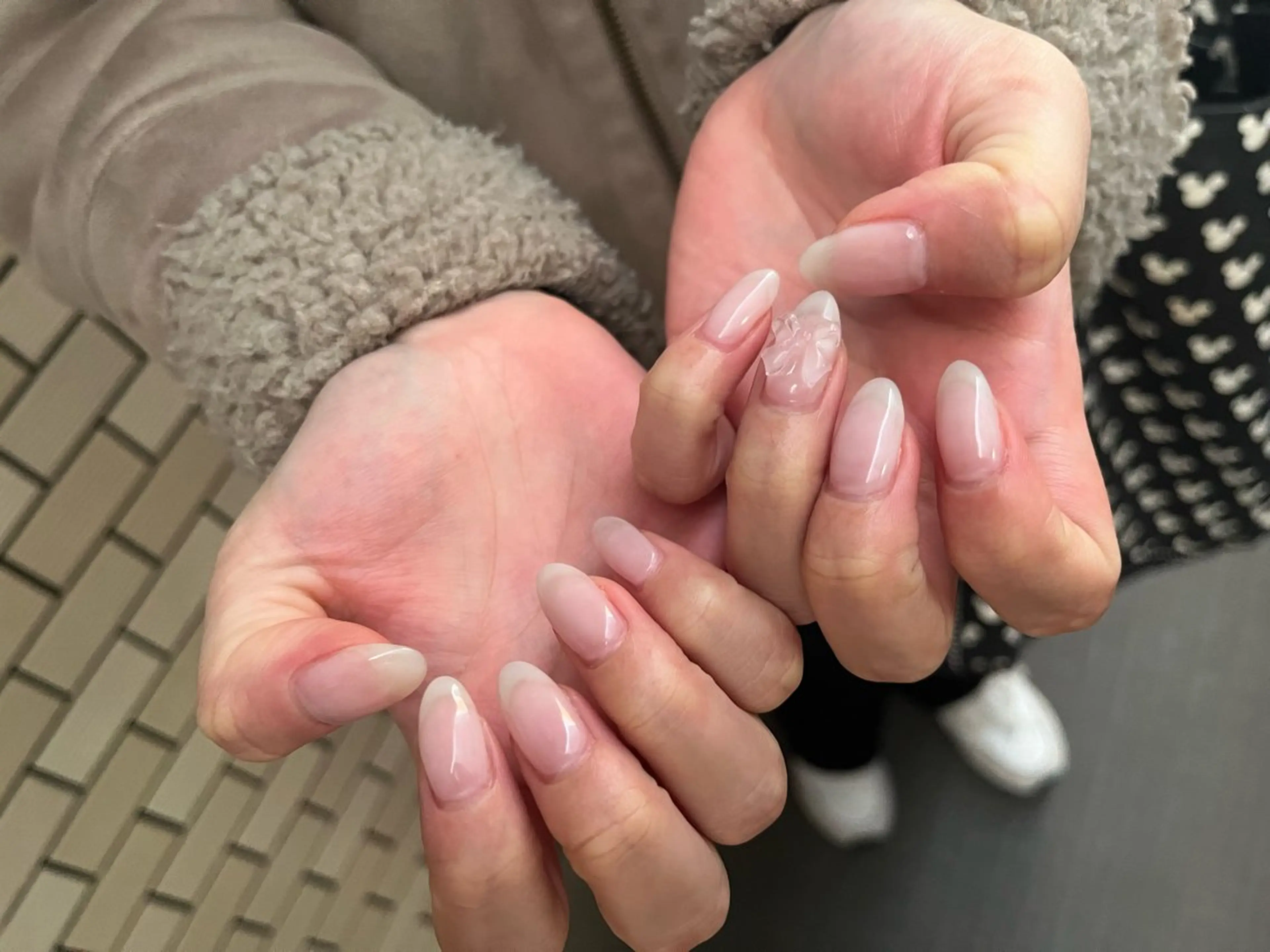 ネイル クリアネイル リボン kikinail 溝の口のネイルデザイン