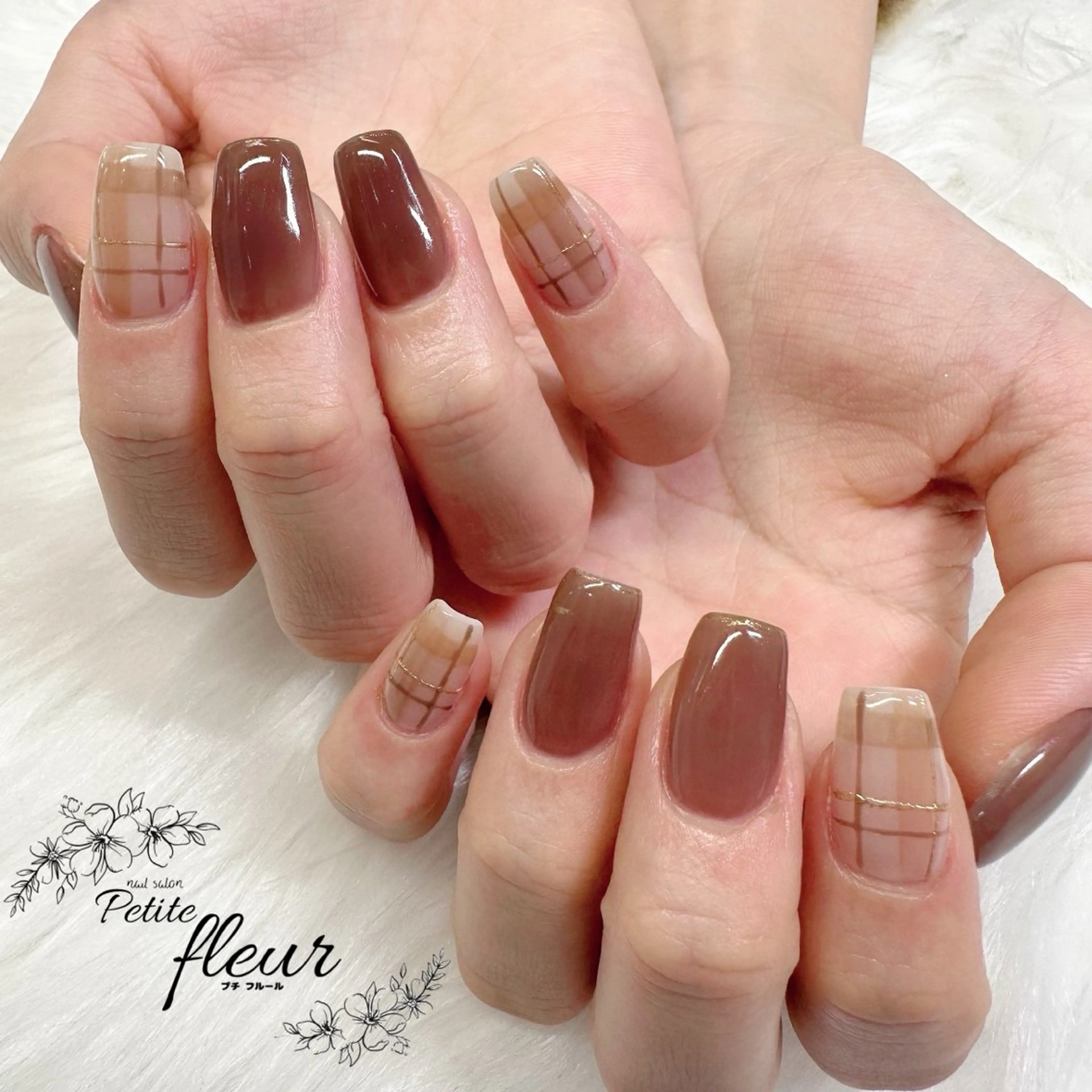 ネイル ブラウン ❁⃘*。Petite fleur❁⃘*りさのネイルデザイン