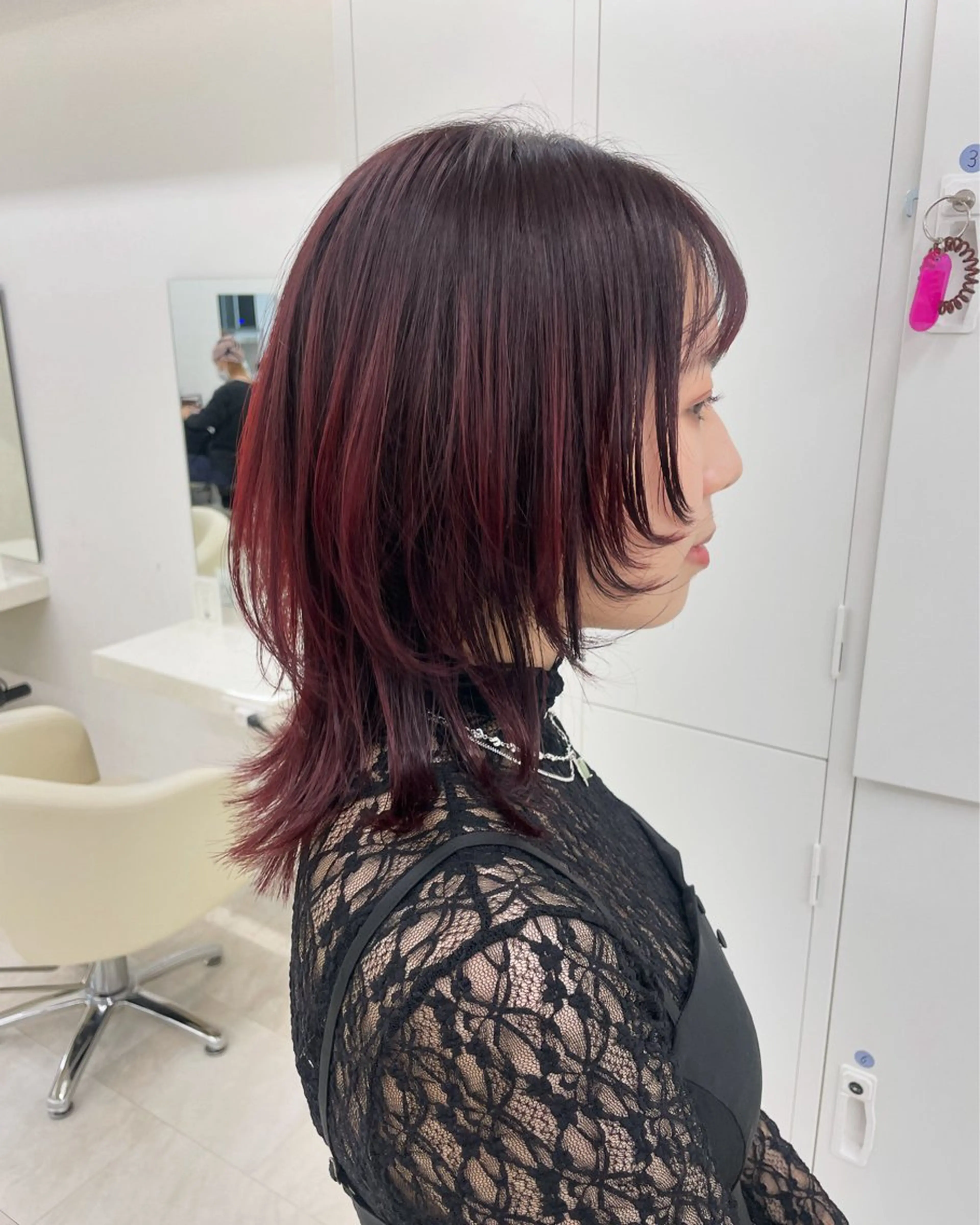 ミディアム カット ヘアカラー トリートメント ウルフカット/ボブ りなのヘアスタイル