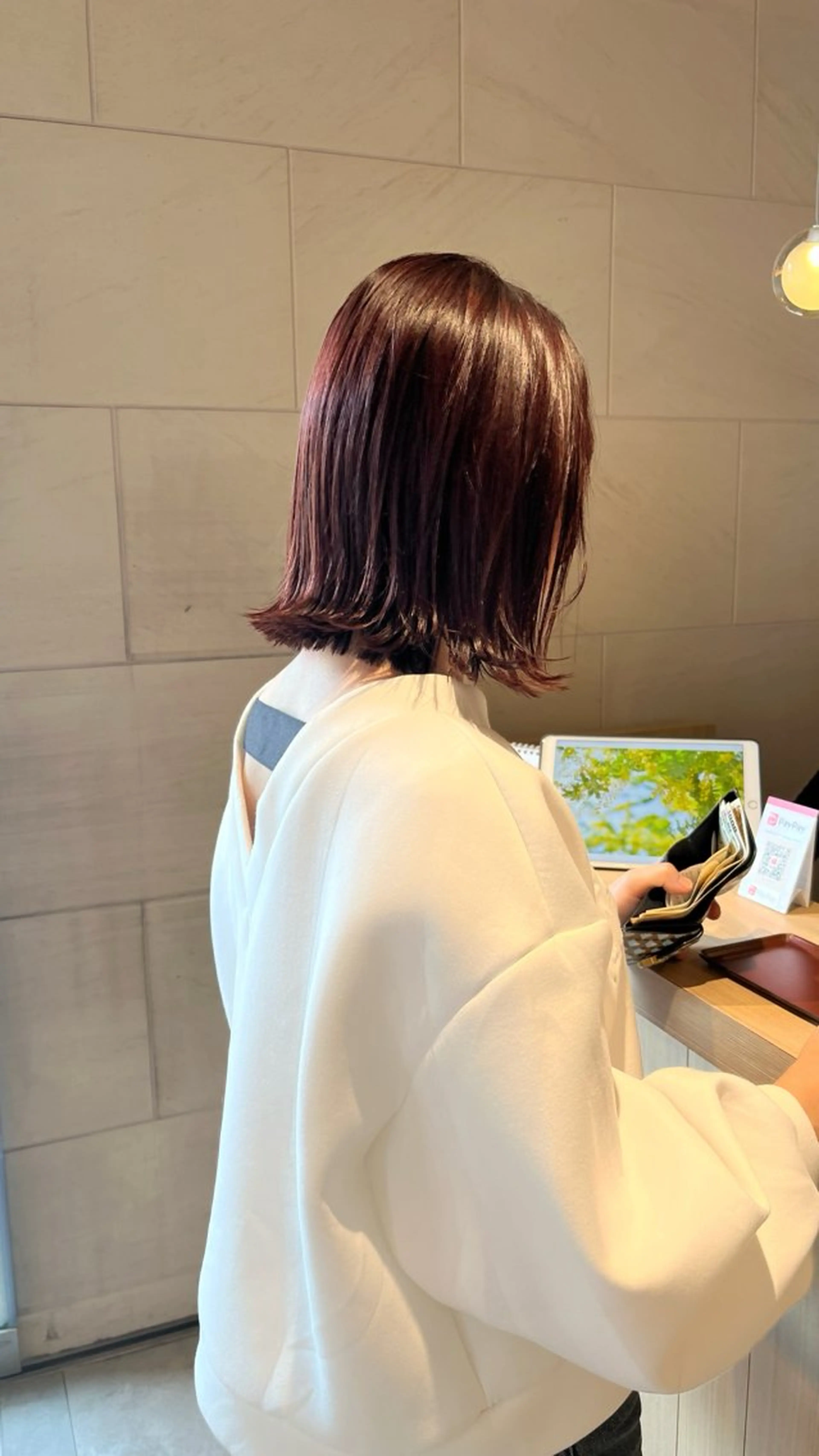 ミディアム カラー ブラウンカラー 透明感カラー ピンクカラー ピンクブラウン カット ヘアカラー 伊佐治 夕芽のヘアスタイル