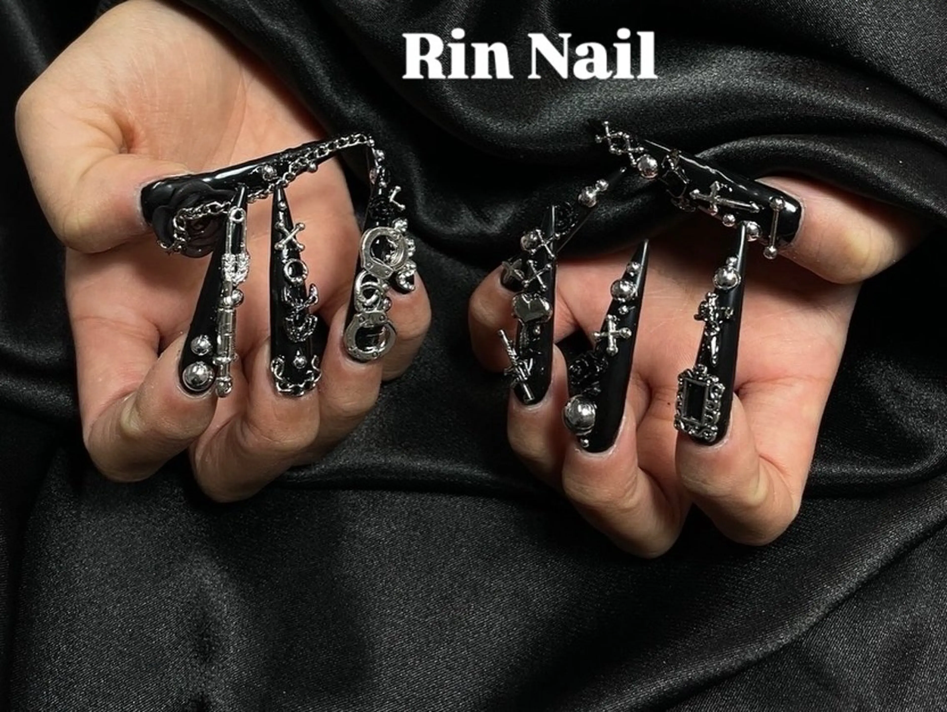 ネイル アートネイル ハロウィン ロングネイル スカルプネイル ネイルチップ ハンドネイル Rin Nail 新大久保店のネイルデザイン