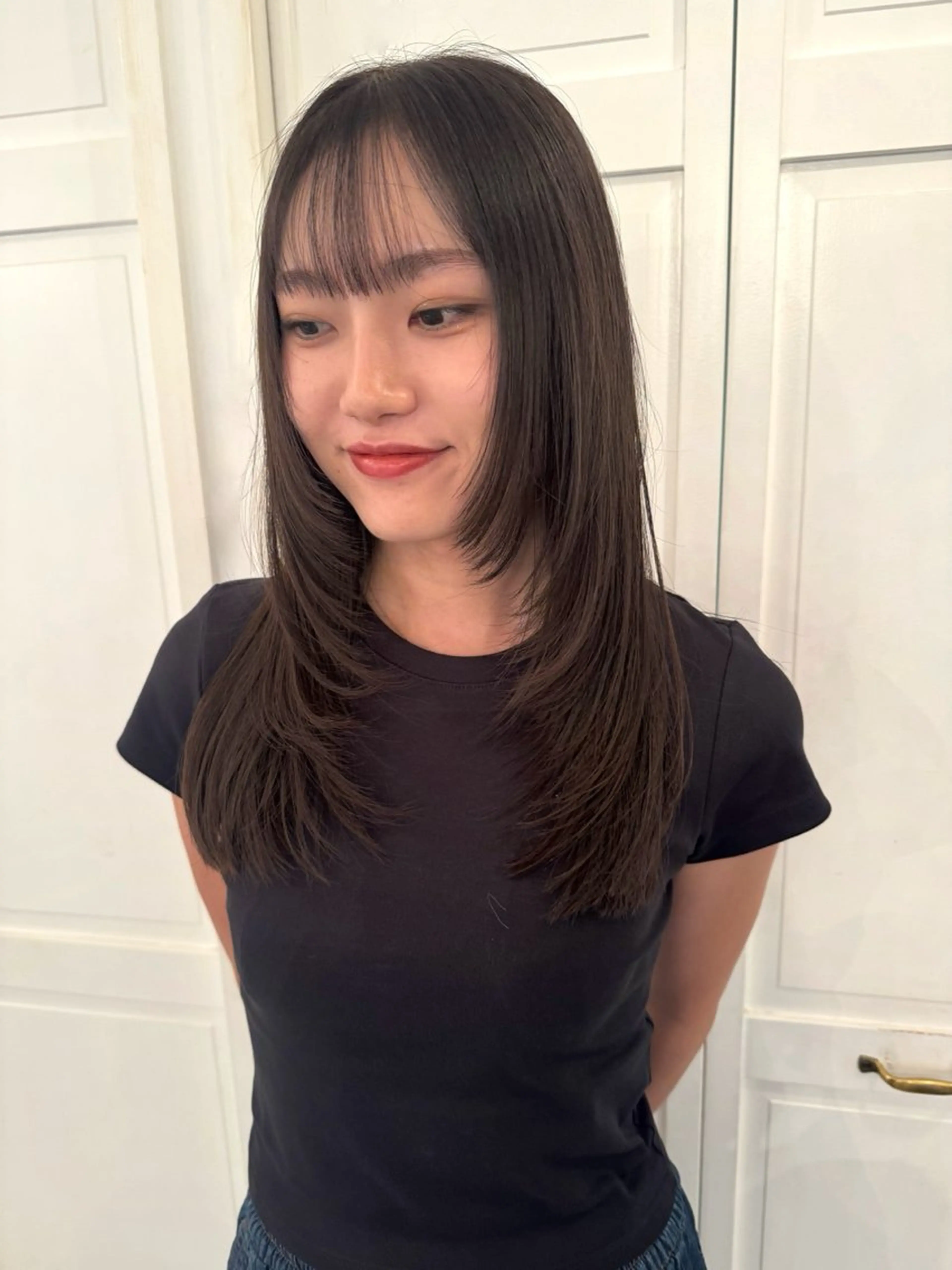 セミロング カラー カット ヘアカラー ブリーチカラー🎀 韓国風/寺門美優のヘアスタイル