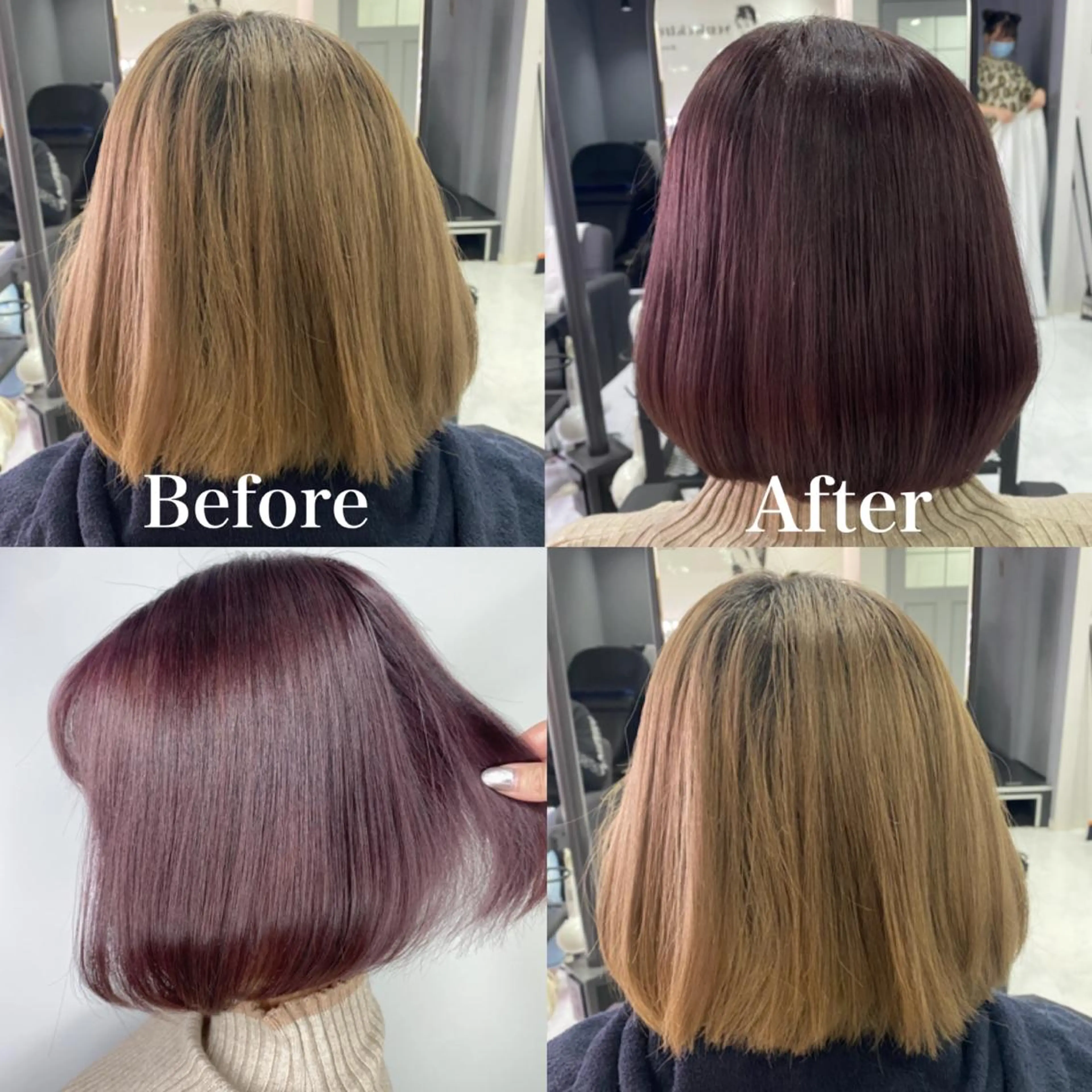 ショート カラー ピンクカラー バイオレットカラー カット ヘアカラー 髪質改善×矯正🫧 韓国ヘアasamiのヘアスタイル