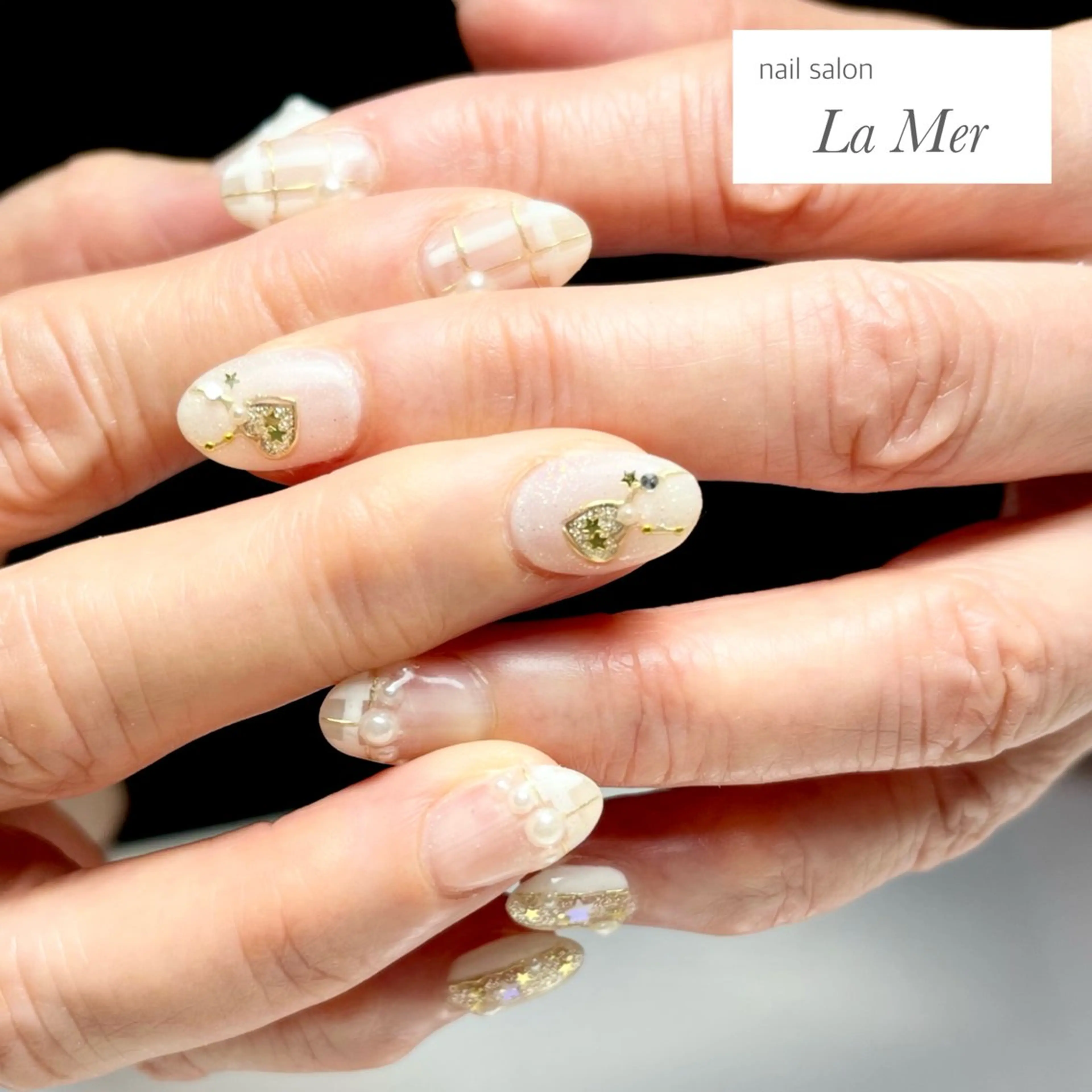 ネイル ハート 持ち込み オフィスネイル シンプルネイル nailsalon La Merのネイルデザイン