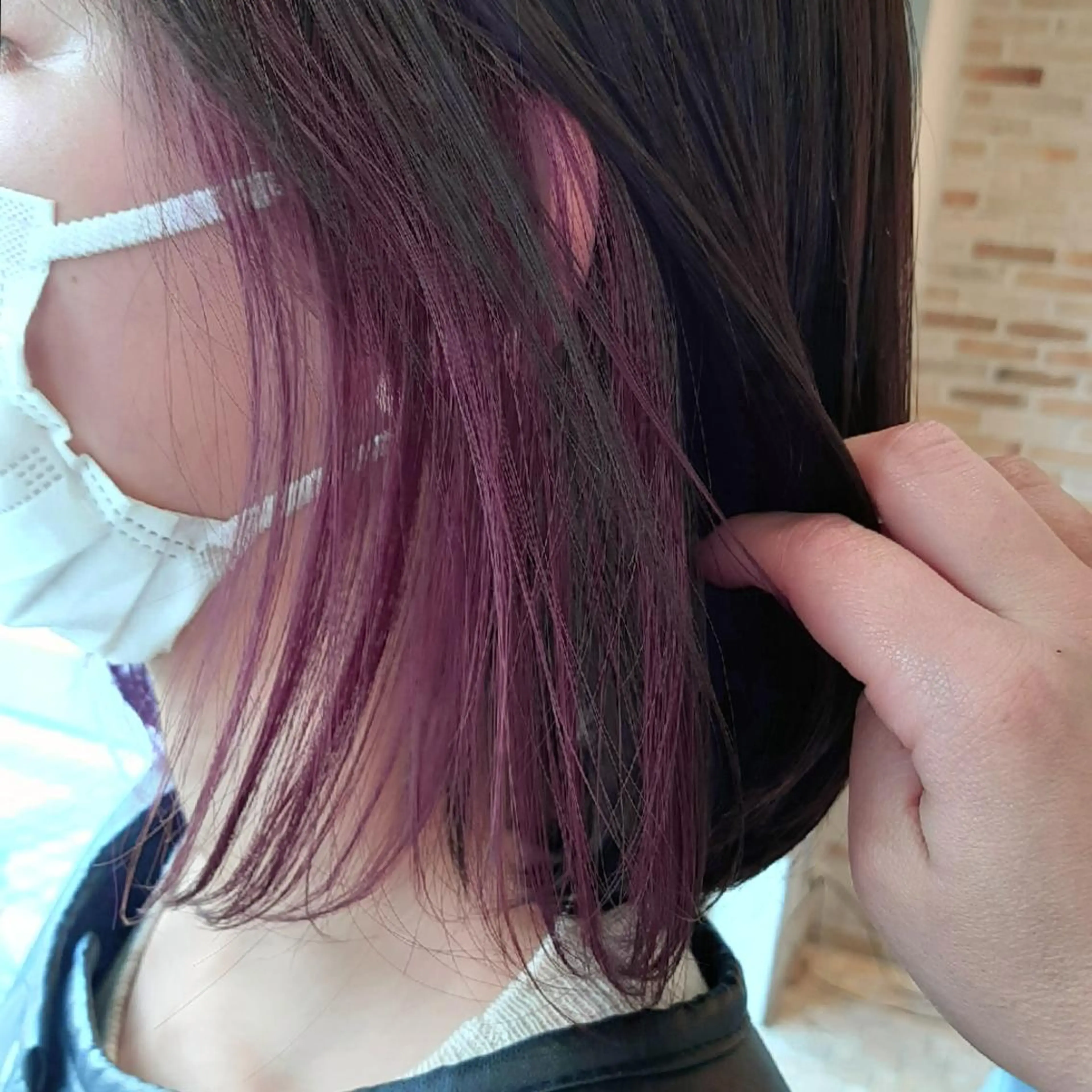 カラー ミディアム イヤリングカラー パープルカラー はらだ ともこ☺︎のヘアスタイル