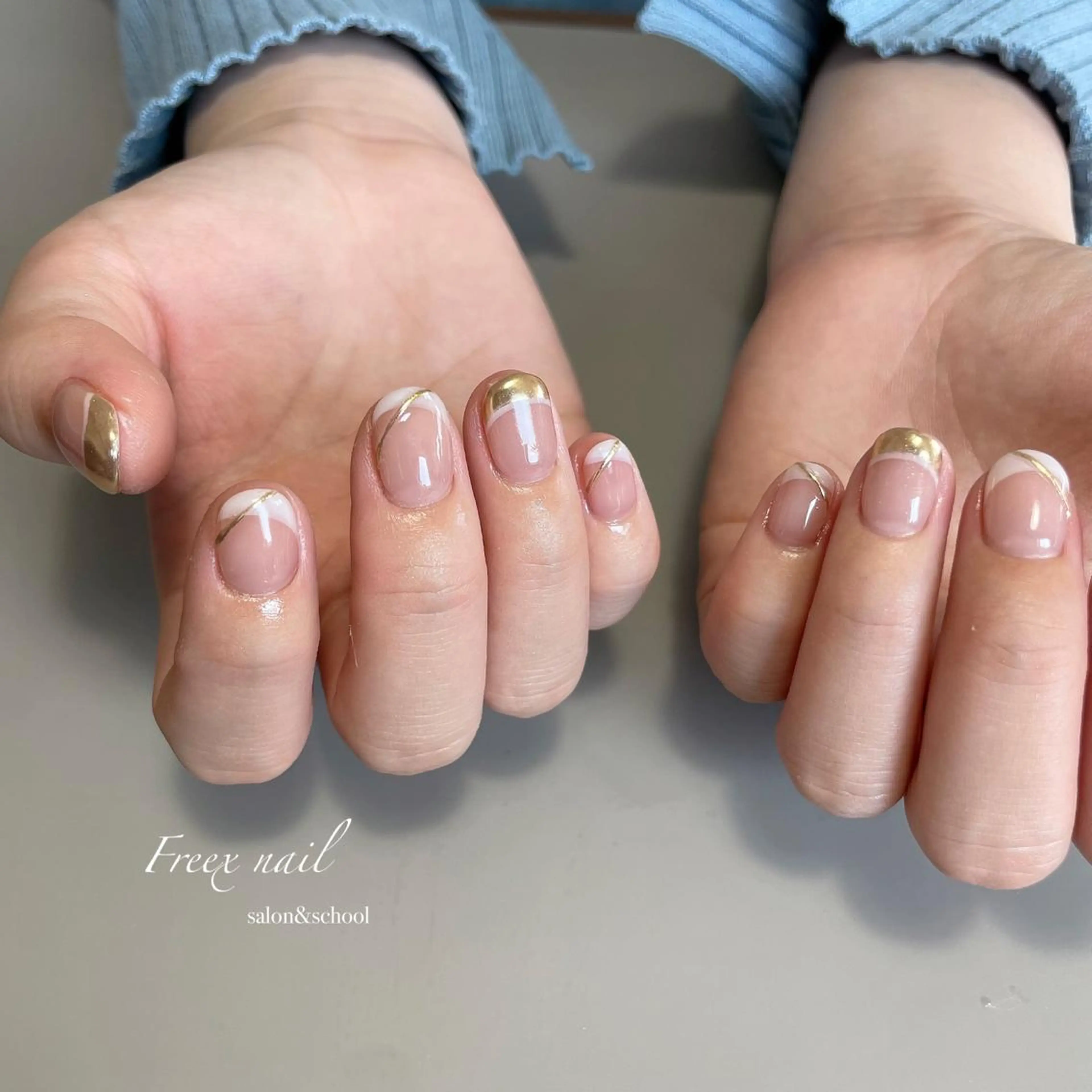 ネイル フレンチネイル ハンドネイル フットネイル freex nail /ニュアンス/個性派のネイルデザイン