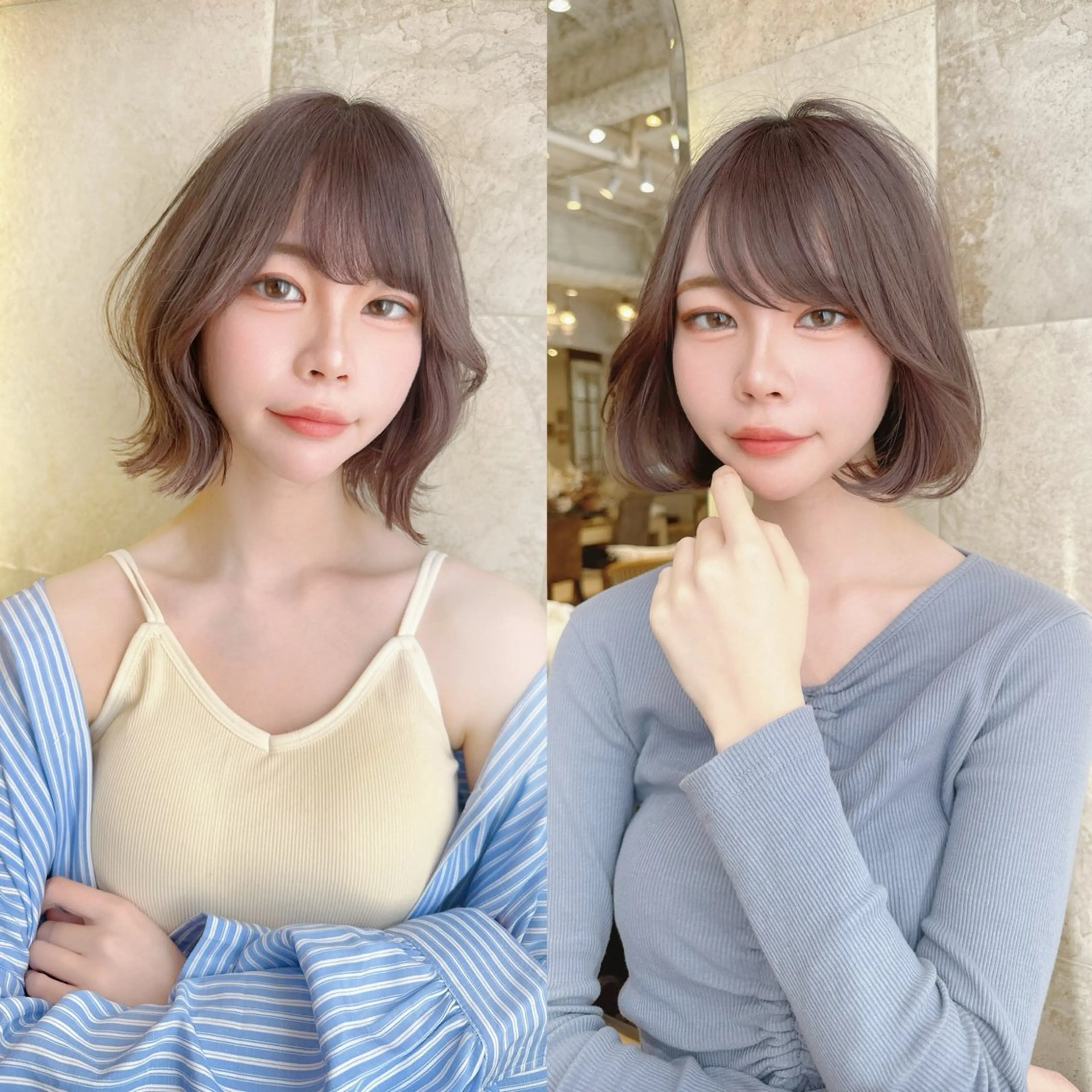 ミディアム カラー ボブ ブリーチなし/暖色/ 透明感/ririkaのヘアスタイル