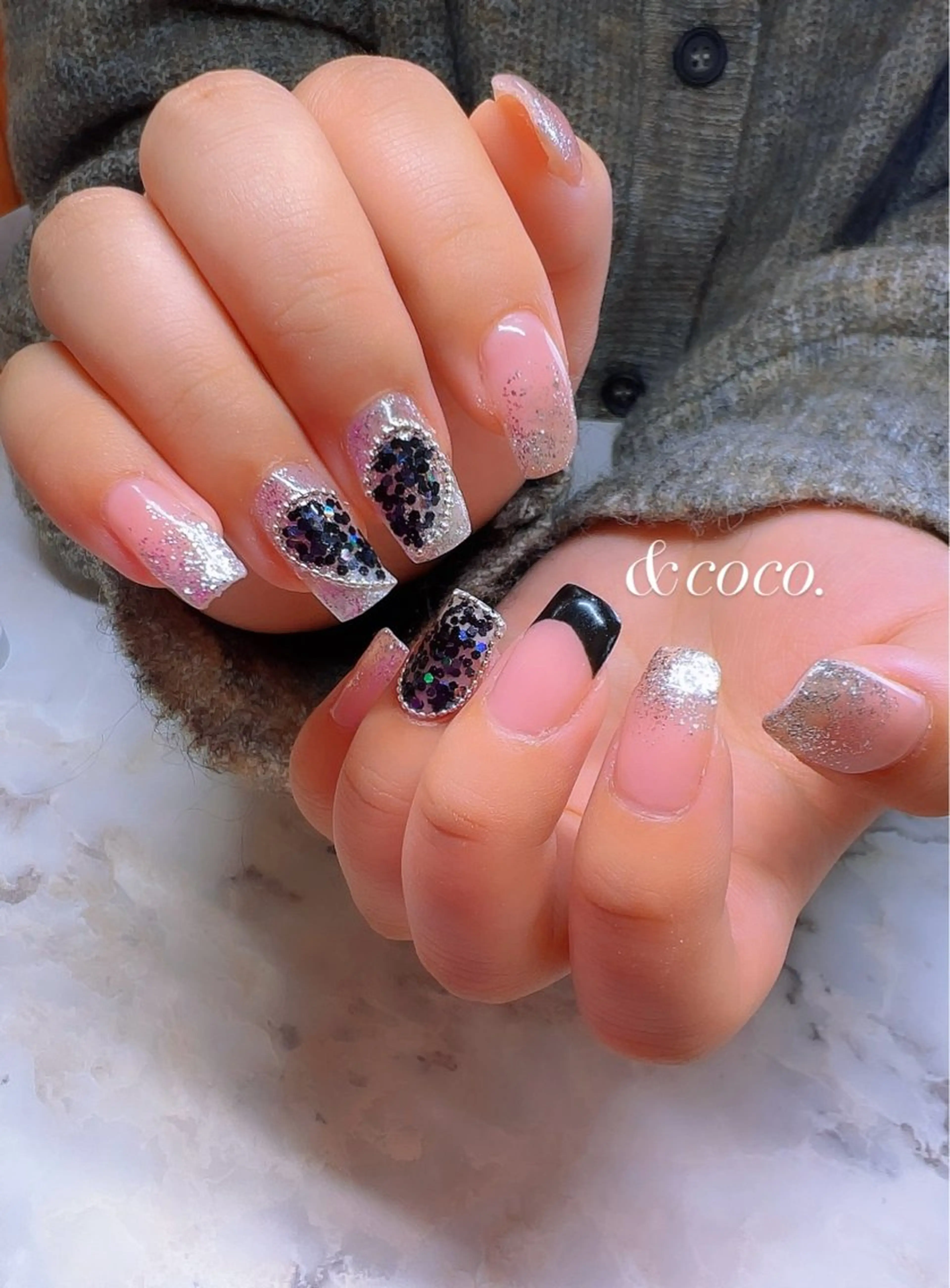 ネイル グラデーション ラメ(グリッター) ラメグラデーション ＆ coco.のネイルデザイン