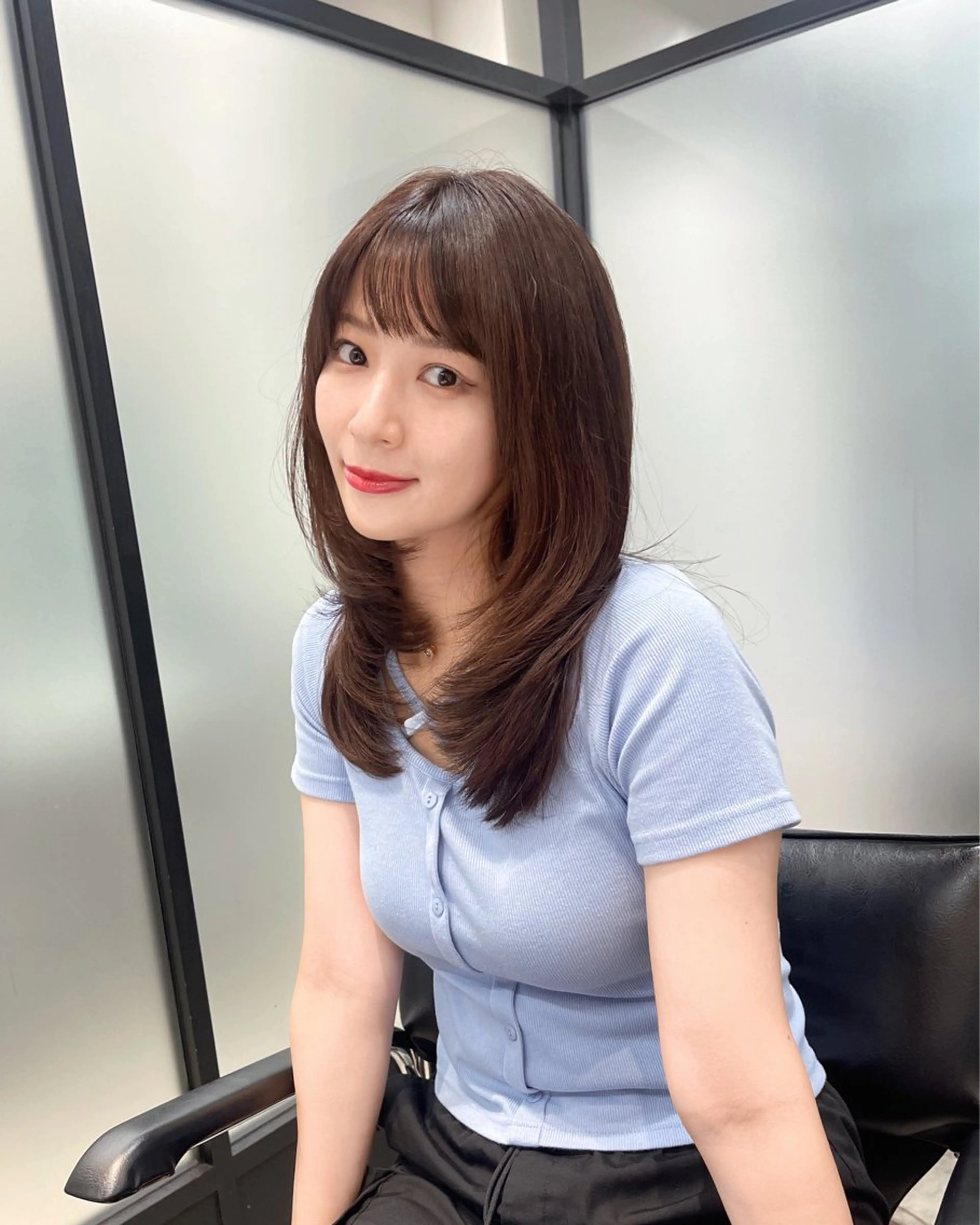 セミロング 韓国風ヘア レイヤーカット ヘアカラー トリートメント 韓国レイヤーカット 髪質改善▫️水野有真のヘアスタイル