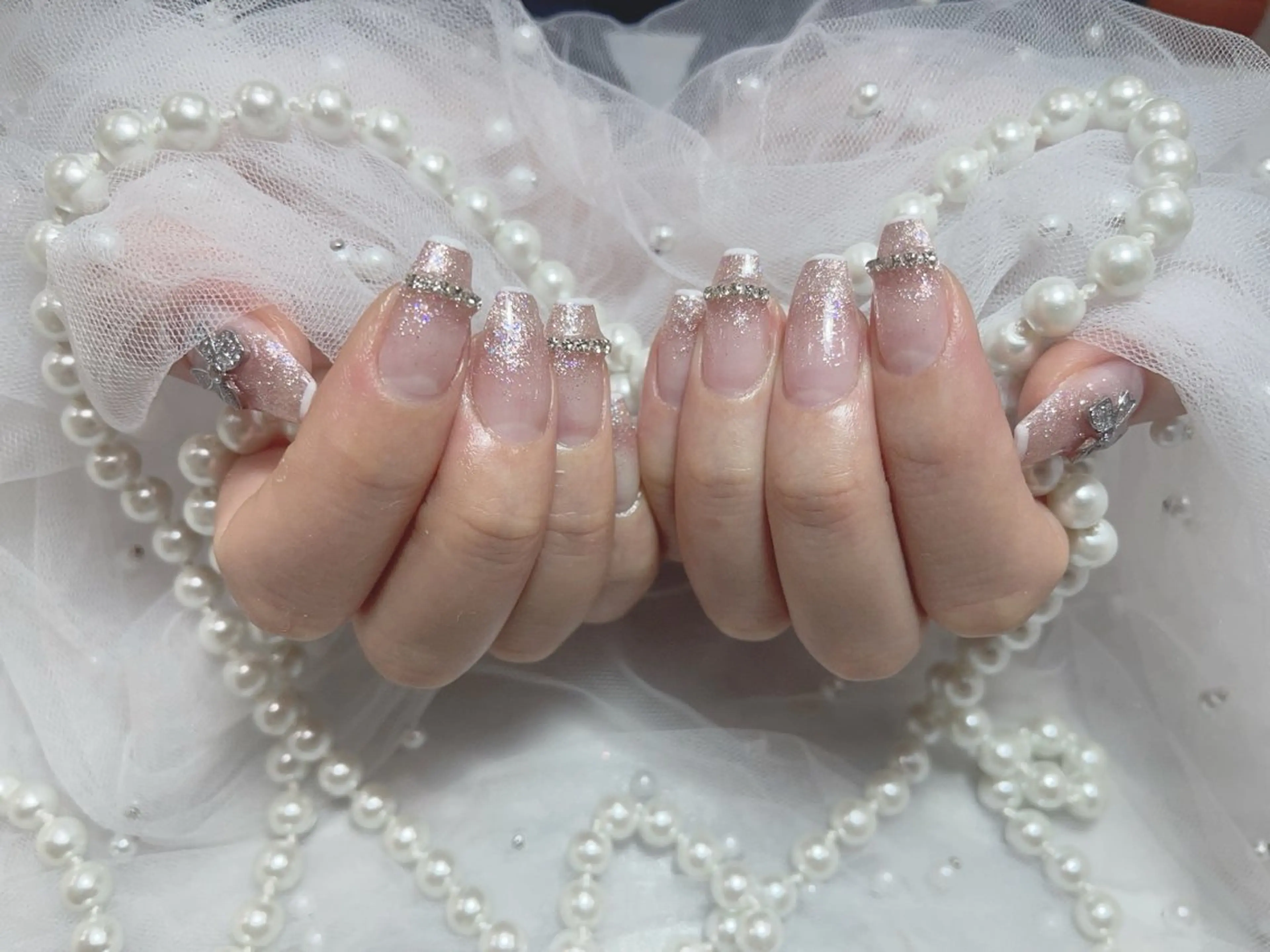 ネイル アートネイル フラッシュネイル フレンチネイル ガラスフレンチ グラデーション M2beauty Renaのネイルデザイン