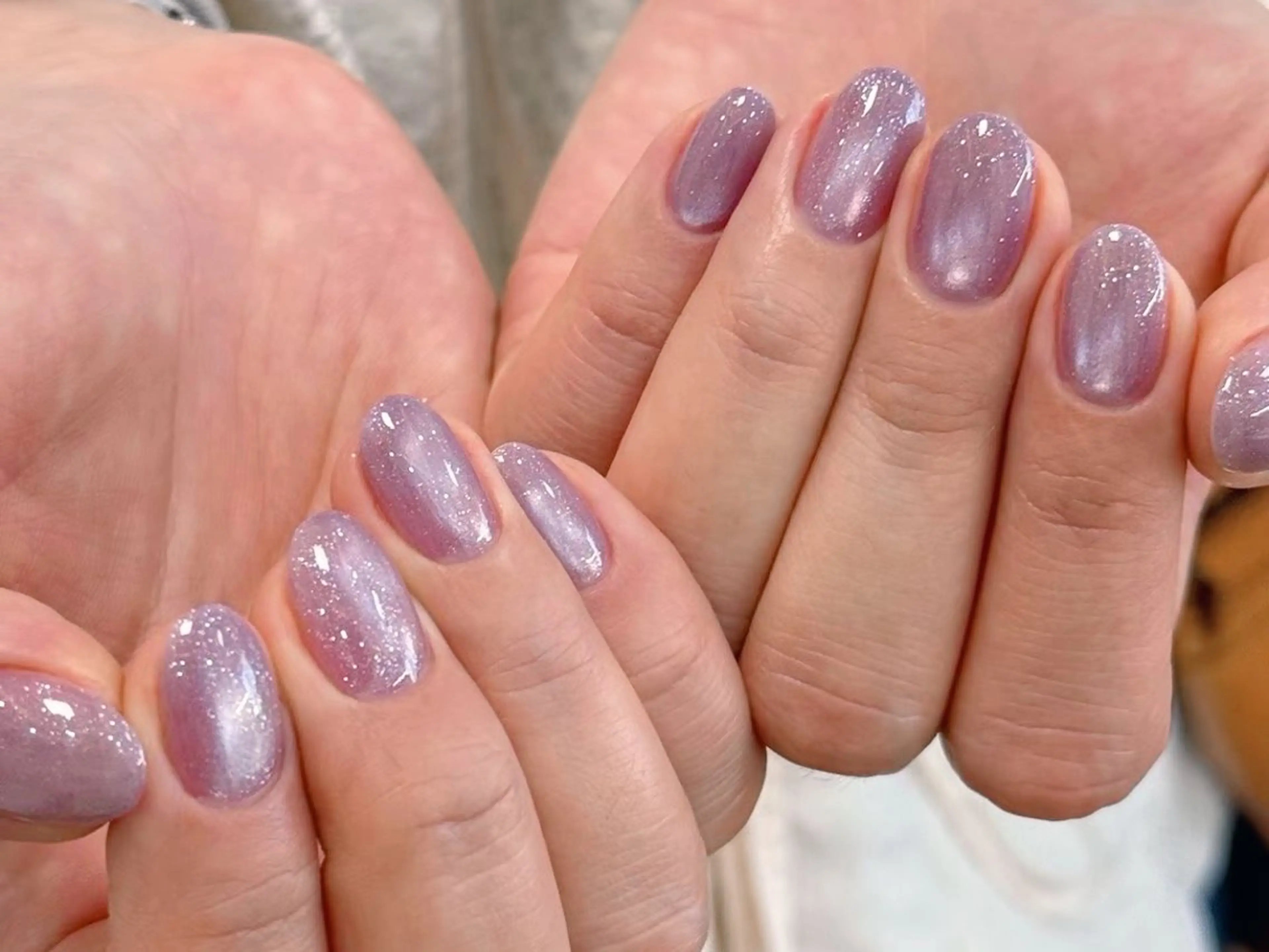 ネイル オーロラネイル 長さ出し フレンチネイル ジェルネイル ガラスフレンチ ハンドネイル Rela・S NAILのネイルデザイン