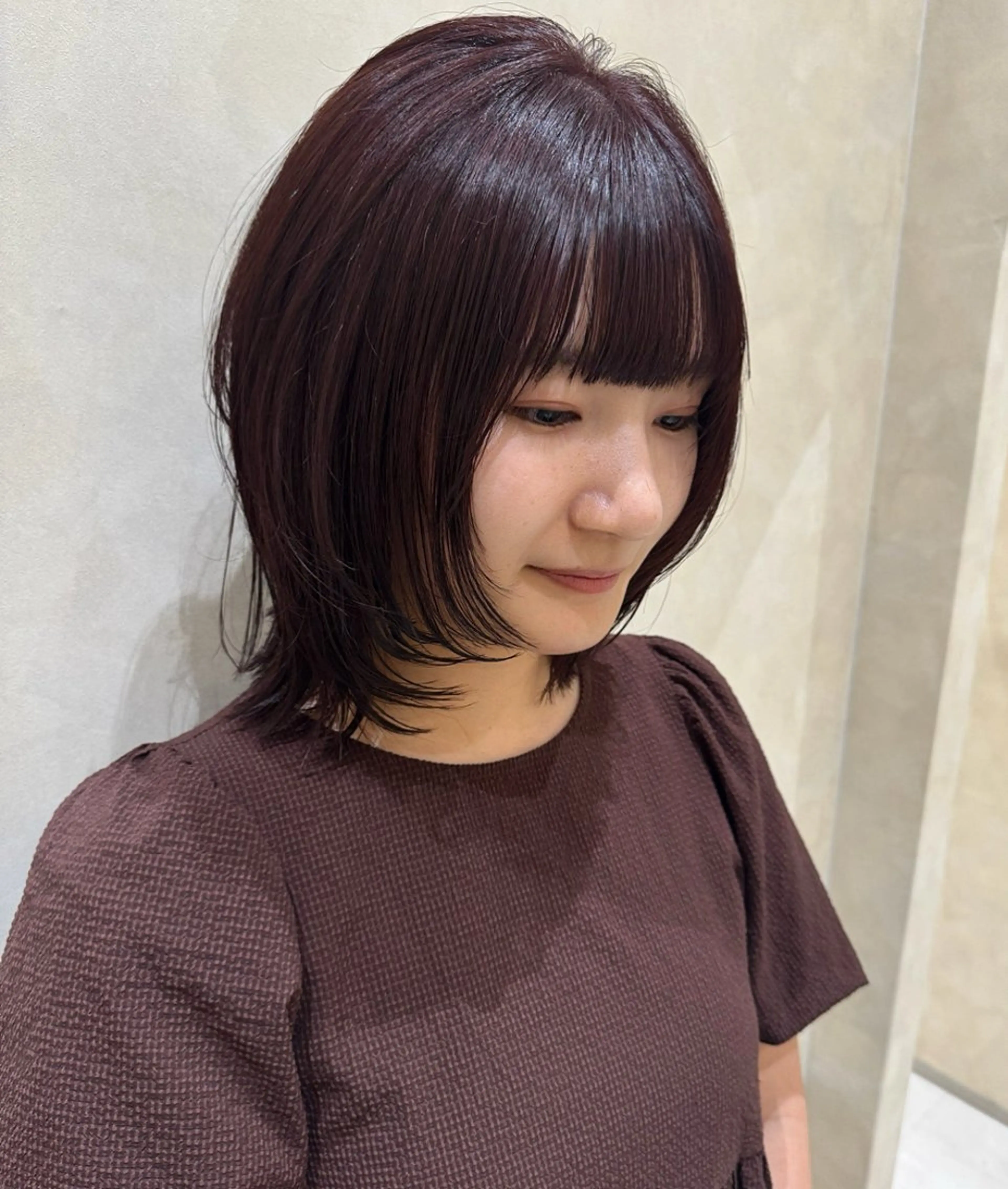 ミディアム 髪質改善 レイヤーカット カット ヘアカラー トリートメント 酸性ストレート 青木優磨のヘアスタイル