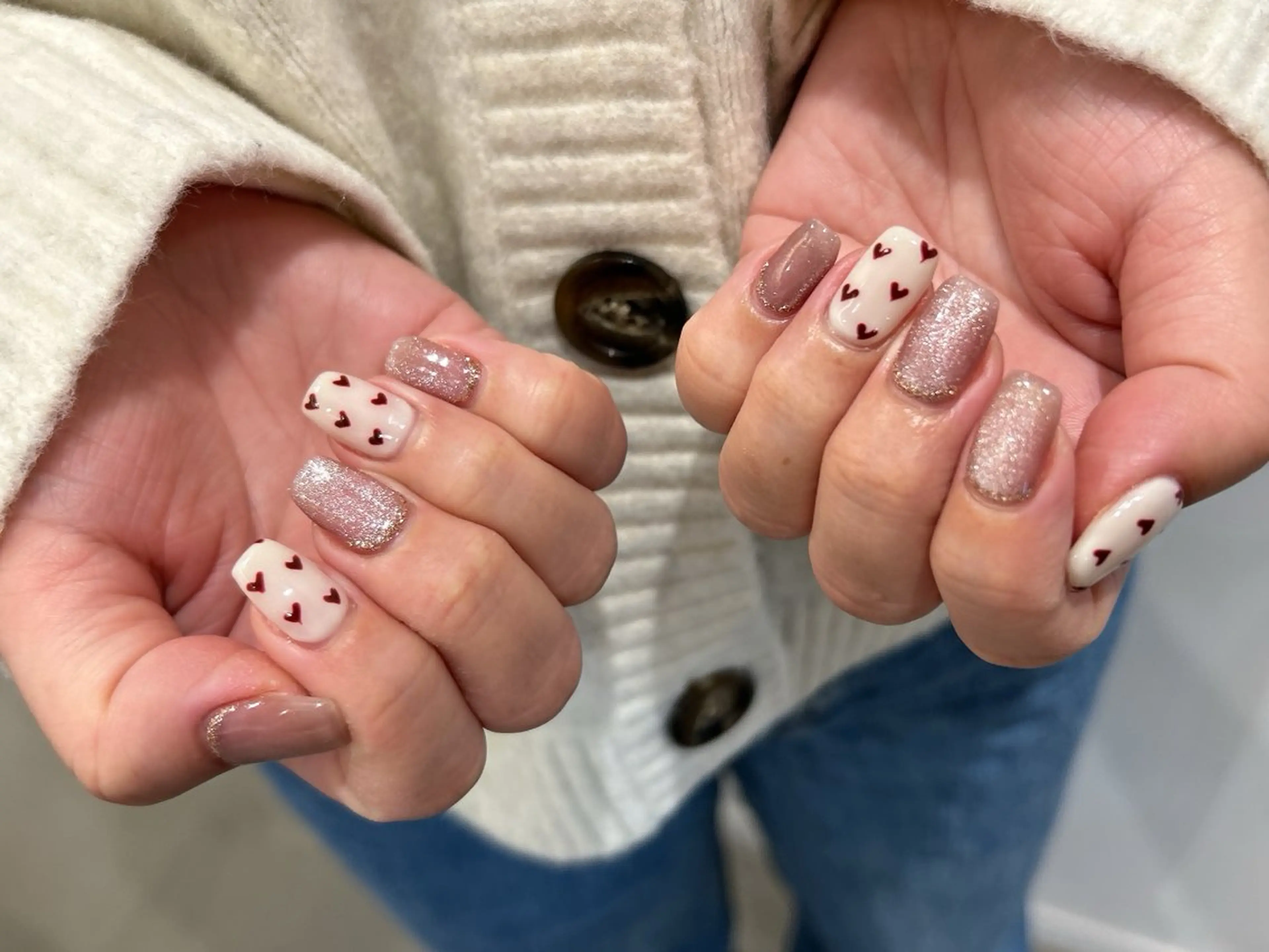ネイル ハート マグネットネイル ハンドネイル フットネイル tote. sumileのネイルデザイン