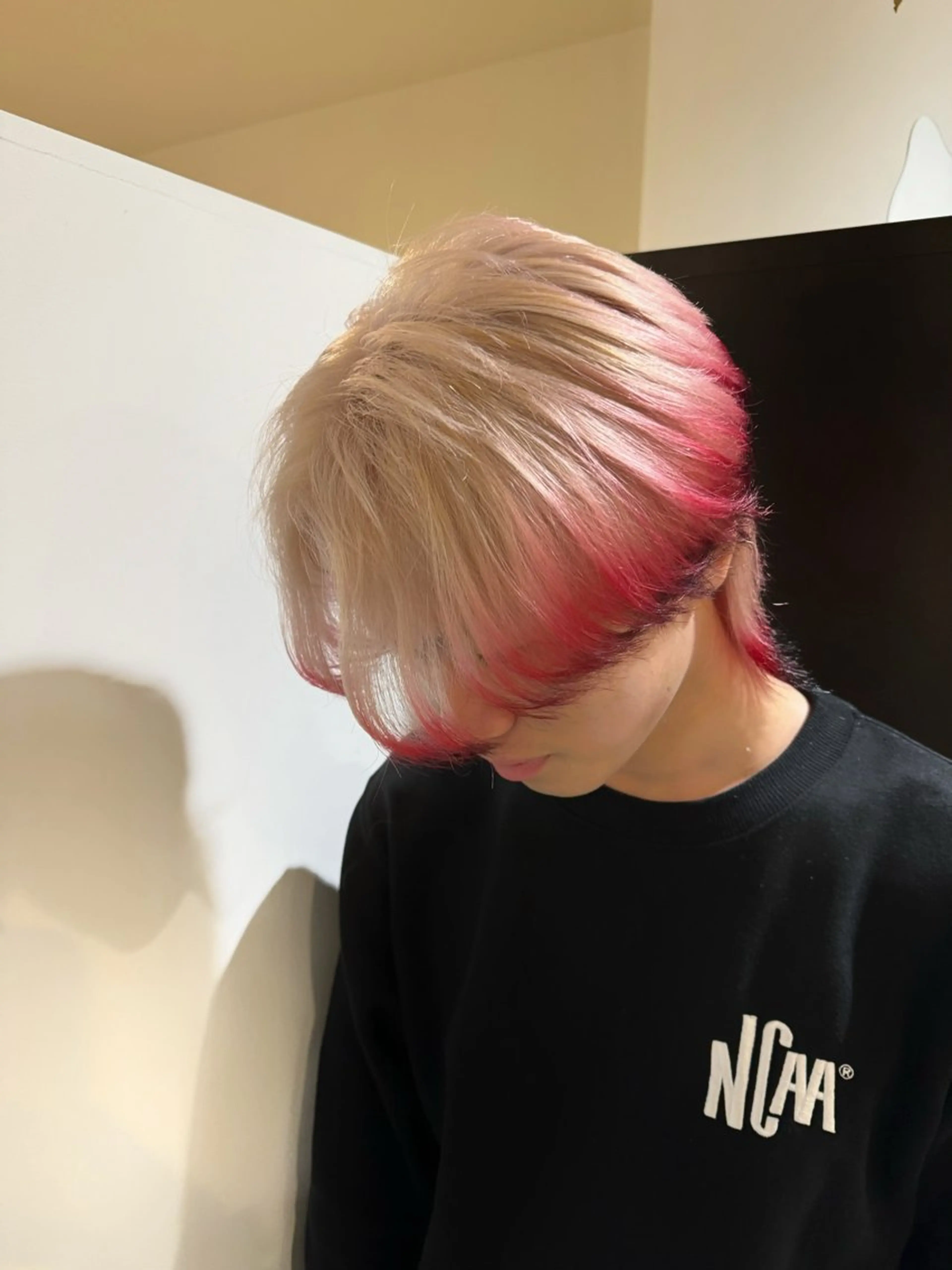 カラー メンズ メンズパーマ ブロンド レッドカラー 縮毛矯正 レイヤー/ハッシュ カット/悠斗のヘアスタイル