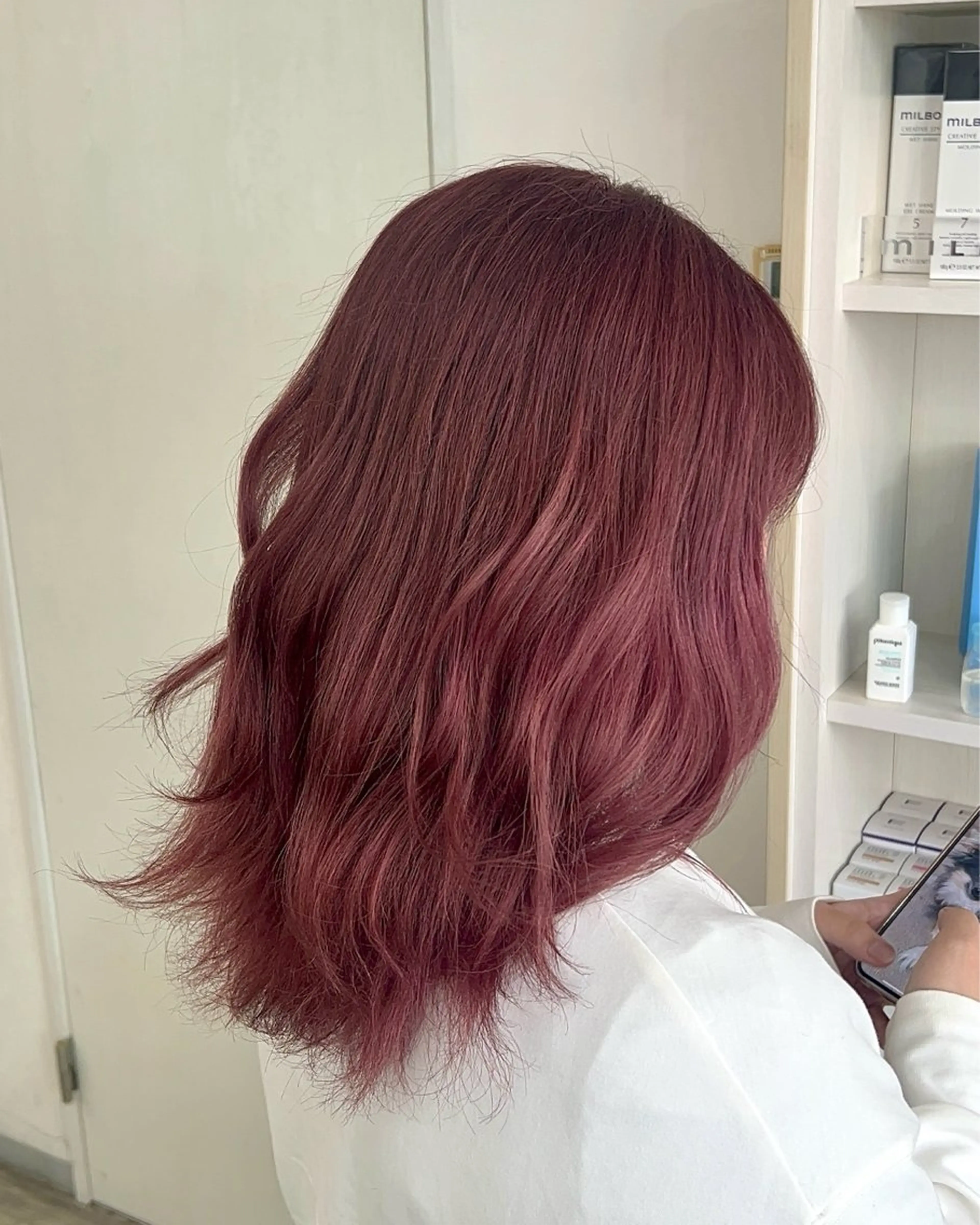 ミディアム カラー ブリーチ ピンクカラー ローズカラー ヘアカラー 大竹里旺/belle /インナーカラーのヘアスタイル