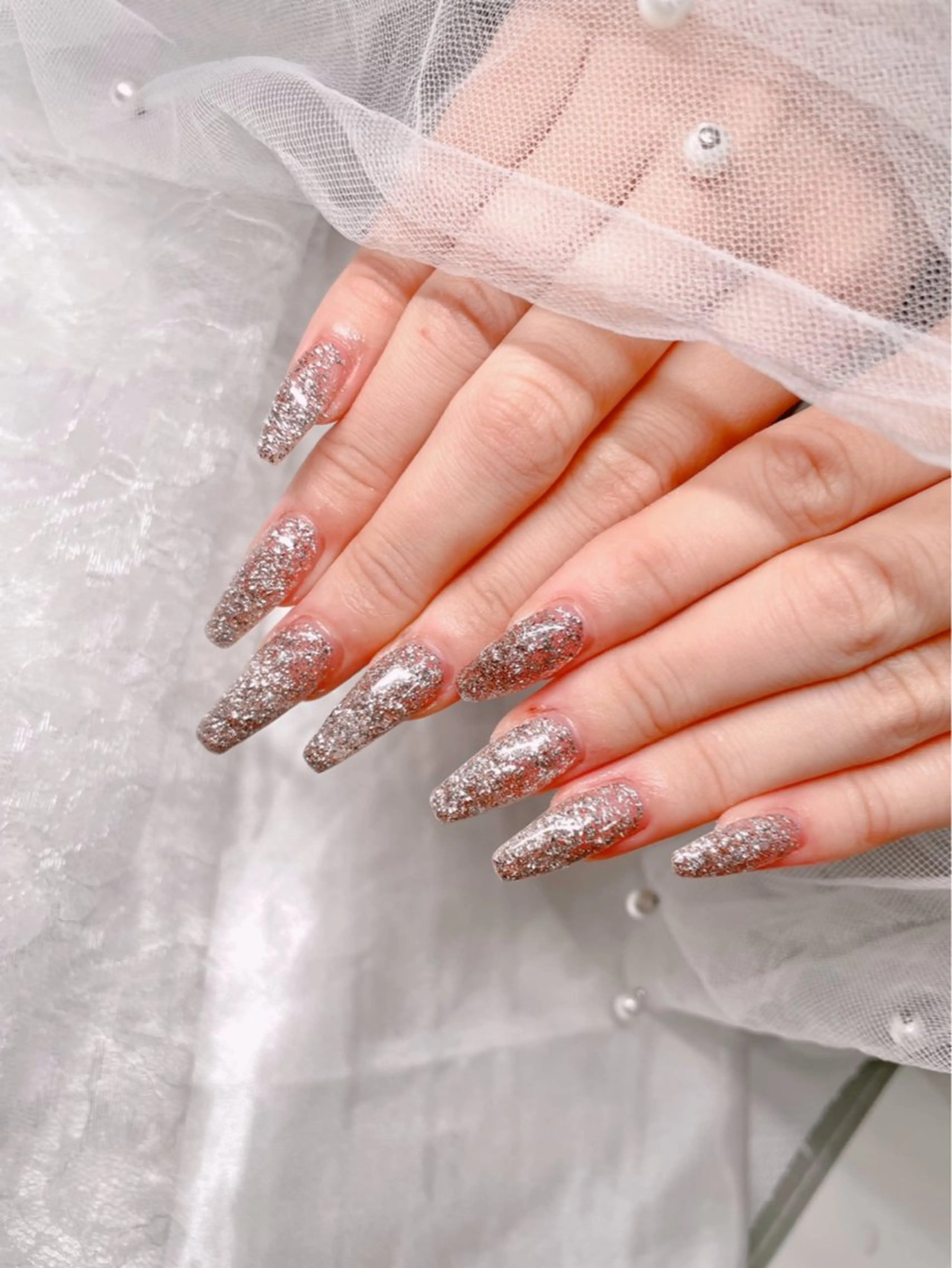 ネイル 長さ出し ロングネイル ハンドネイル ゆりか ジョアアンジェ福島のネイルデザイン