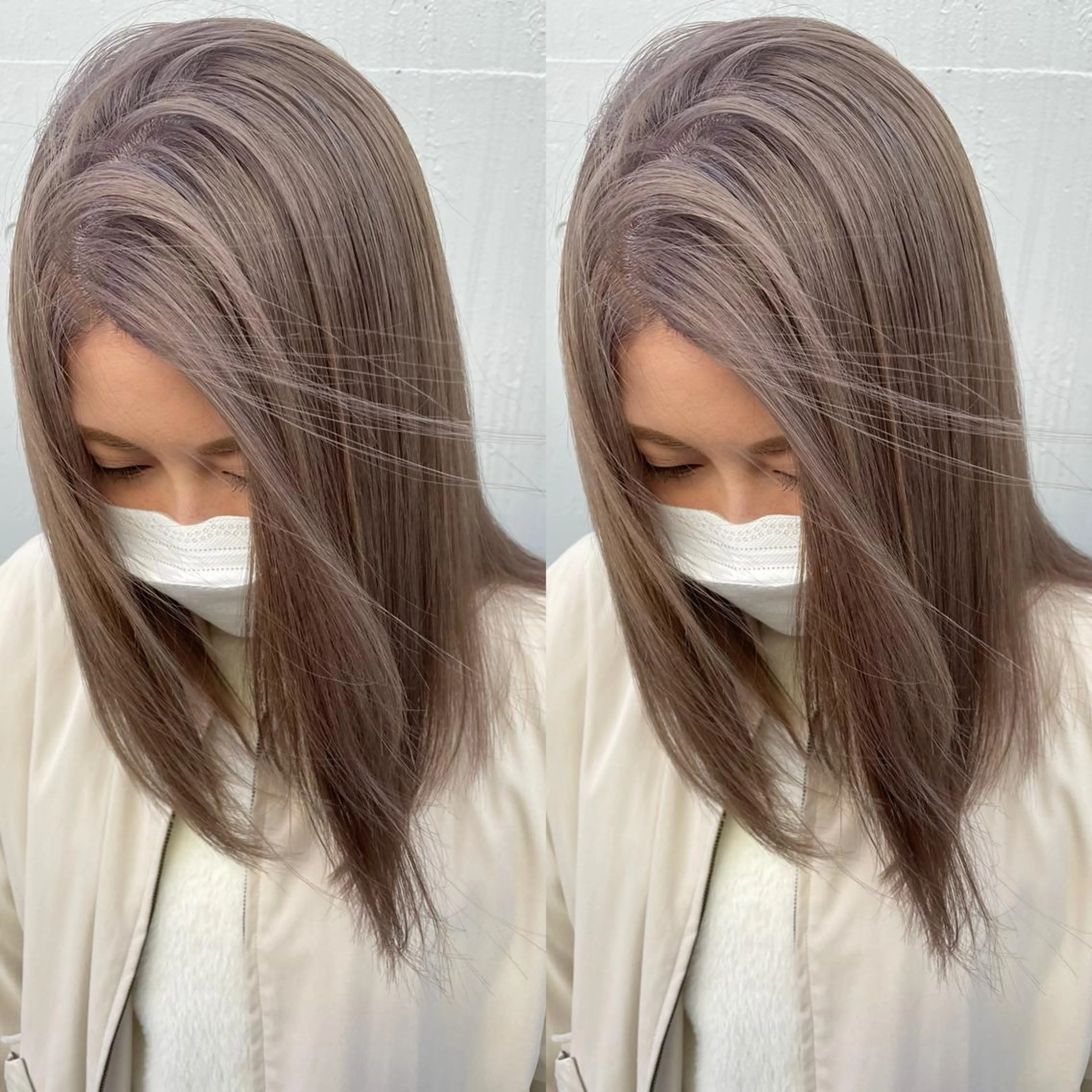 ミディアム カラー ベージュカラー カット ヘアカラー トリートメント ヘアセット 💜ハイトーン💛 マジカルかいちゃんのヘアスタイル