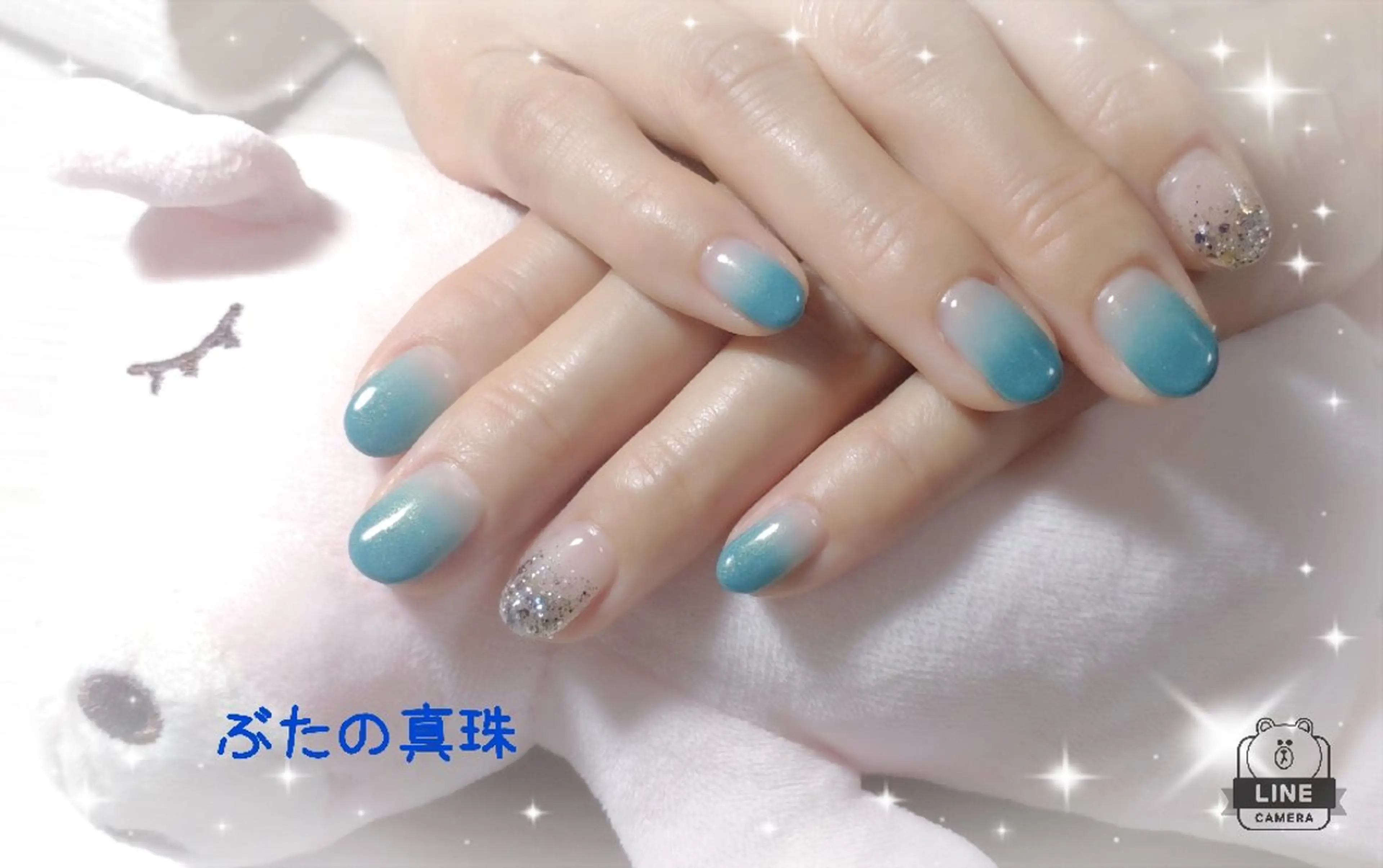 ネイル グラデーション グリーン ハンドネイル 林 珠里のネイルデザイン